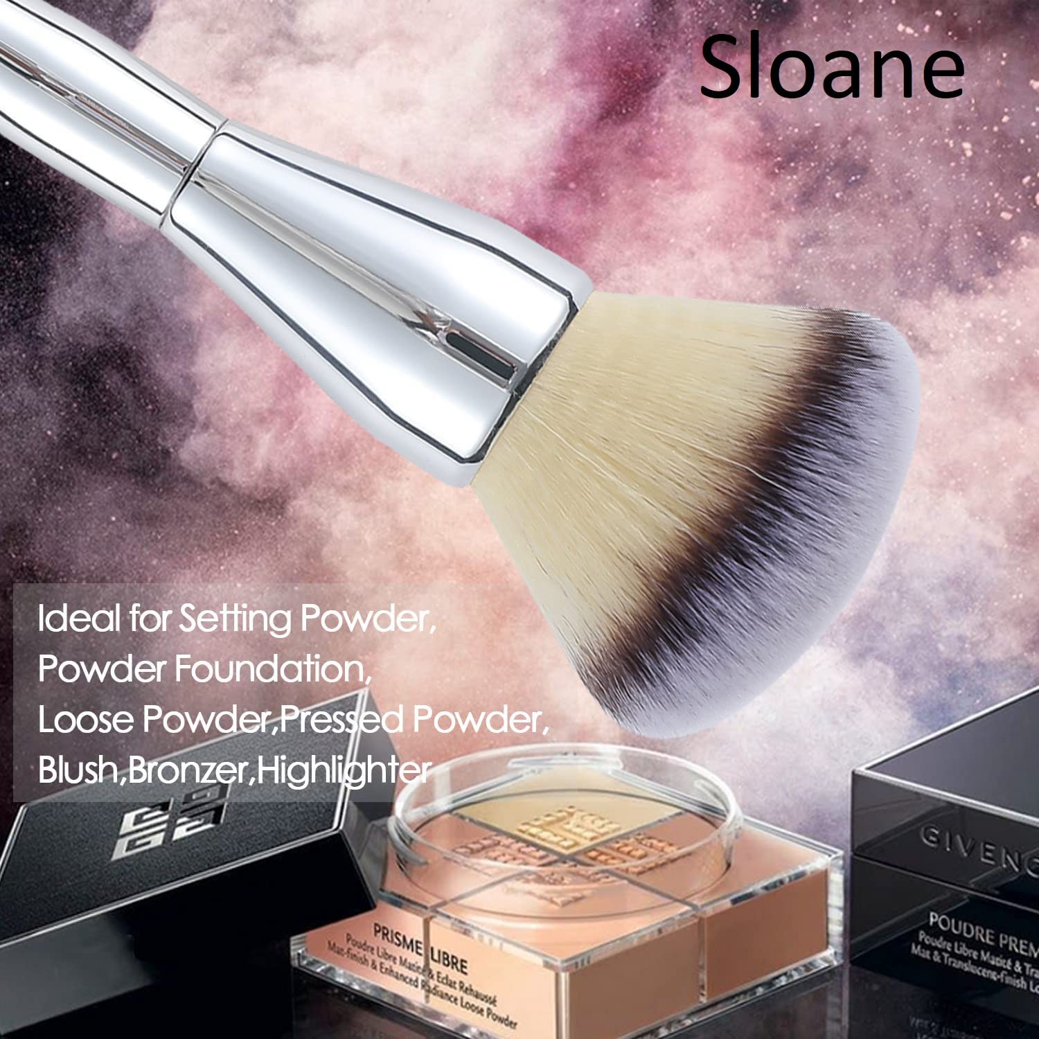 Premium Sloane Large Powder Foundation Brush - Fluffy Synthetic Kabuki Makeup Brush for Pressed & Loose Powder, Liquid Foundation - Perfect for Blending, Buffing & Full Coverage - Ideal for Professional Makeup Application & Everyday Beauty Routine
