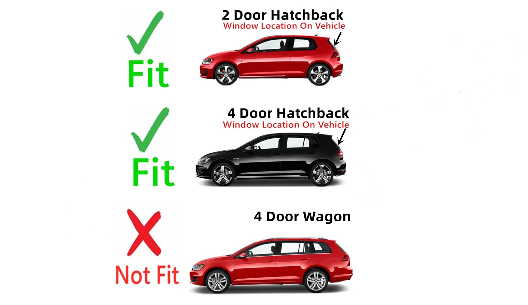 Rear Heated Back Window Glass Replacement for 2015-2021 Volkswagen e-Golf/Golf/Golf GTI Hatchback - Defrosting Solution for Winter Driving & Foggy Conditions