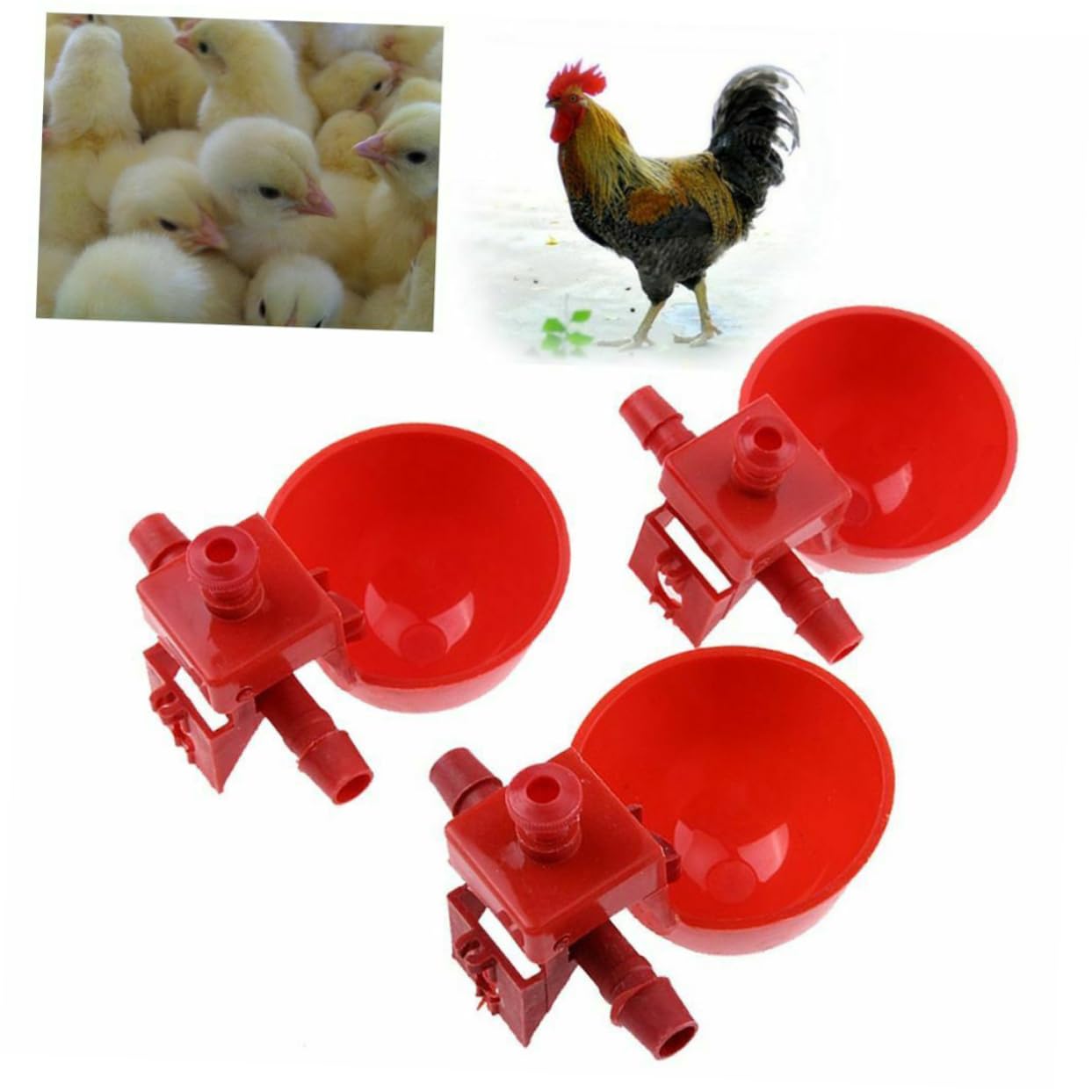 Hemobllo 20pcs Stainless Steel Automatic Poultry Waterer - Quail Coop Fountain, Goose & Pigeon Drinker Bowl for Bird Cage, Chicken Feeder - Durable Red Drinking Cups for Homing Pigeons | Perfect for Backyard Poultry Farming & Bird Keeping