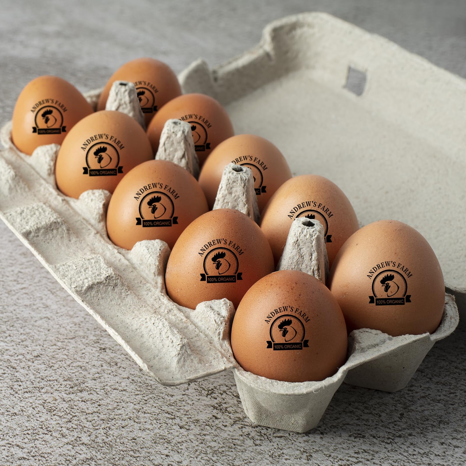 Custom Egg Stamp for Fresh Eggs - Personalized Chicken & Duck Egg Stamps with Logo/Name - Includes Ink Pad - 1.0