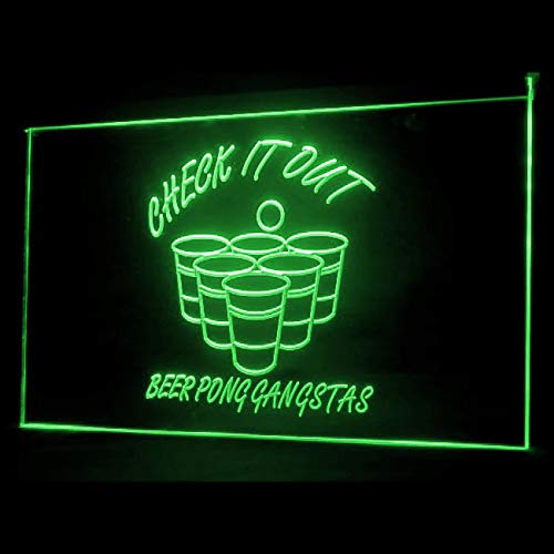 170135 LED Neon Sign for Beer Pong Game - Gangsta Bar & Pub Decor - Eye-Catching Wall Art for Home, Man Cave, and Party Scenes