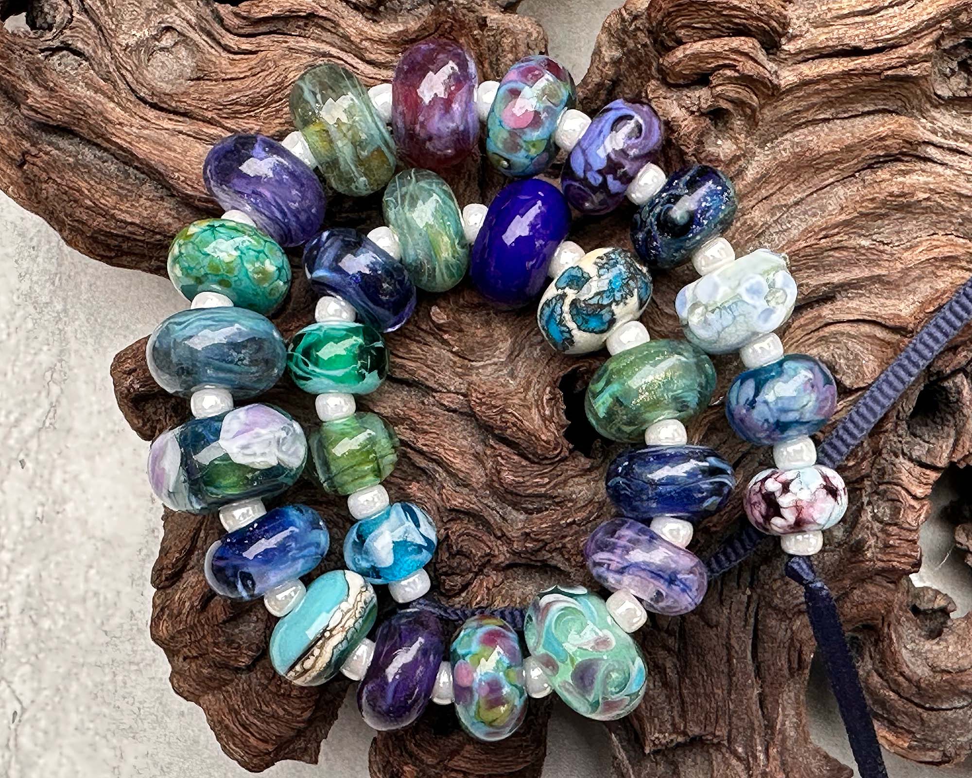 27pcs Blue Orphan Mix Lampwork Glass Beads Set for Jewelry Making, DIY Crafts, Bracelets & Necklaces - SRA Certified