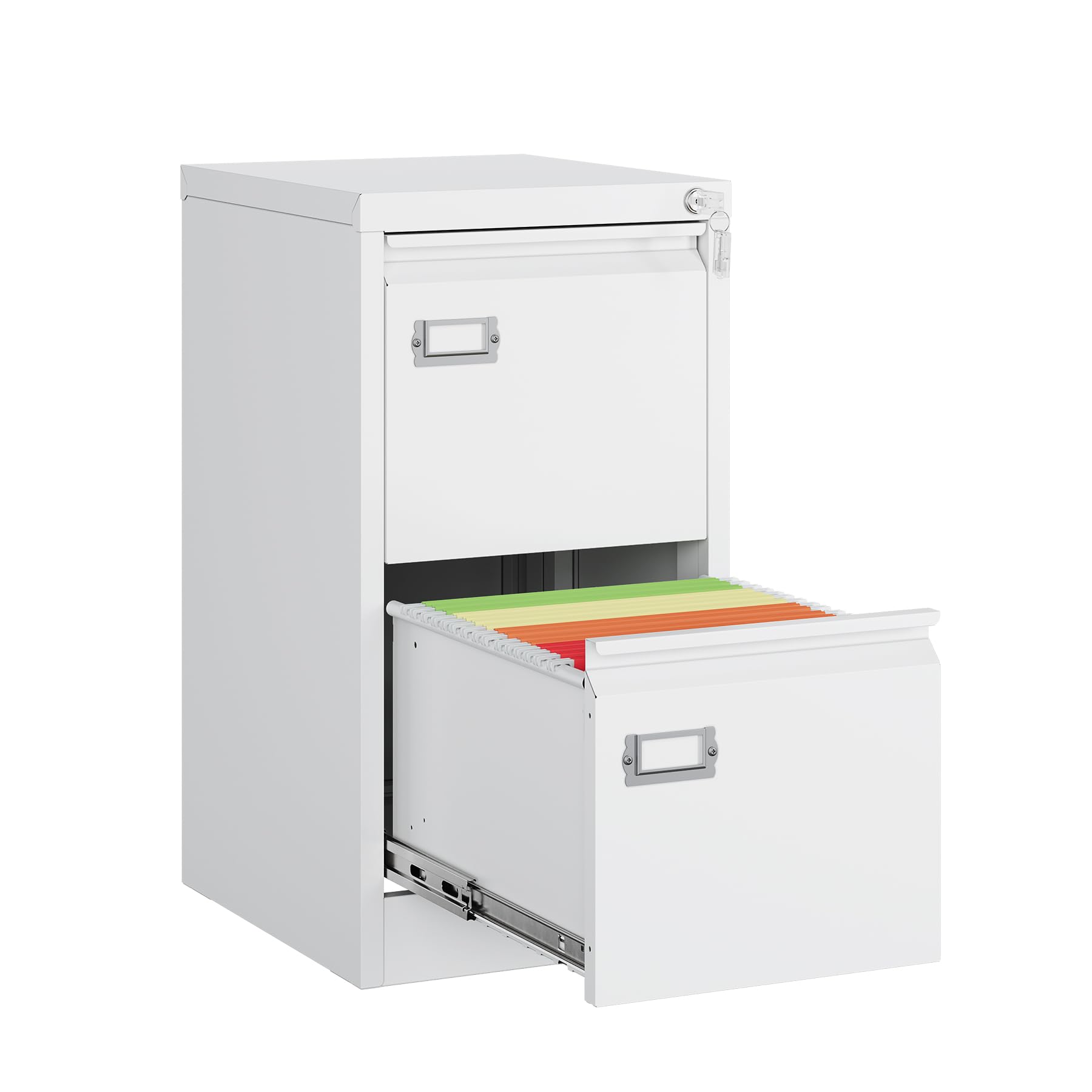 MIIIKO White 2 Drawer File Cabinet with Lock - Vertical Letter/Legal/A4 File Storage Cabinet for Home Office Organization - Perfect for Document Filing, Office Supplies & Paperwork Management