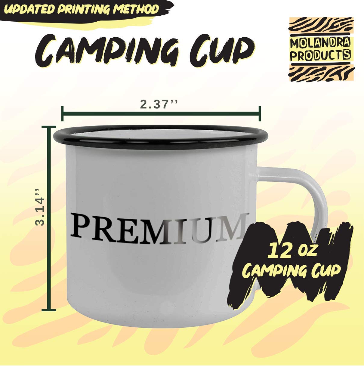 12oz Stainless Steel Camping Mug - Insulated Travel Coffee Cup with Lid, Perfect for Outdoor Adventures, Hiking & Camping Trips - Treble Maker (Black)