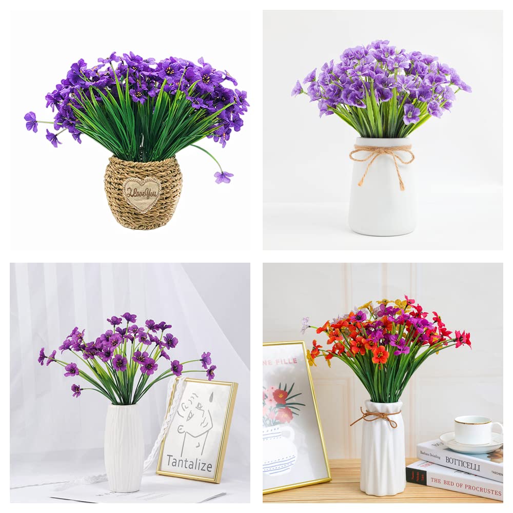 XIYUAN 12 Bundles UV Resistant Artificial Flowers - Fade Proof Fake Plants for Hanging Baskets, Window Boxes, Garden & Porch Decor (Purple) | Perfect for Home, Wedding & Outdoor Decoration