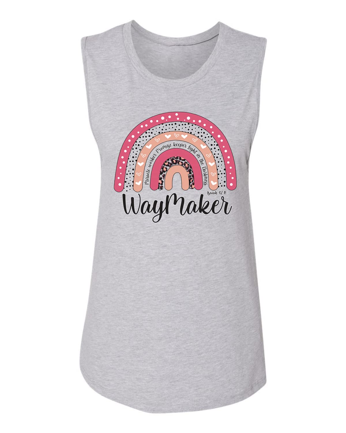 Waymaker Rainbow Inspirational Christian Women's Jersey Muscle Tank - Comfortable & Stylish Workout Top for Church, Gym & Everyday Wear