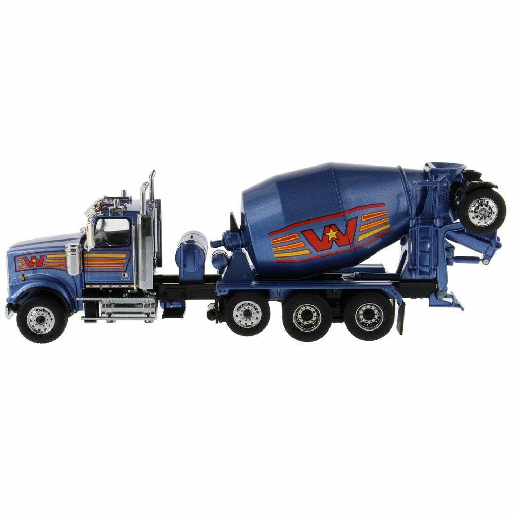 1:50 Scale Western Star 4900 Truck with Lift Axle & McNeilus BridgeMaster Concrete Mixer - Diecast Model for Construction Enthusiasts & Collectors - Perfect for Display, Gifts, and Construction-Themed Dioramas