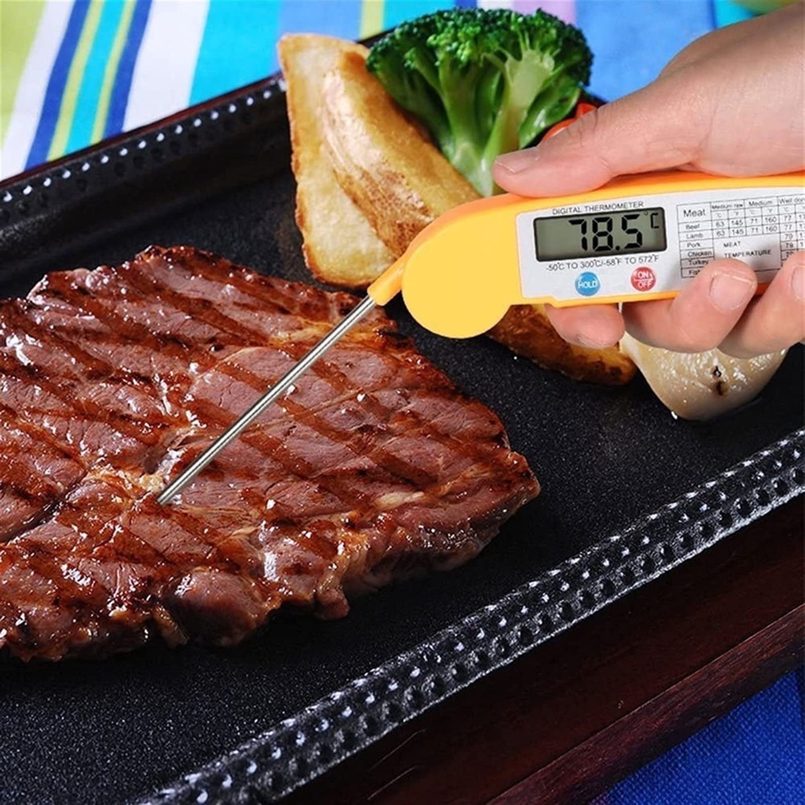 Digital Meat Thermometer with Instant Read - Waterproof Food Temperature Probe for Kitchen, BBQ, Grill & Oven - Includes Magnet & Calibration - Perfect for Cooking, Baking, Candy Making & Outdoor Grilling