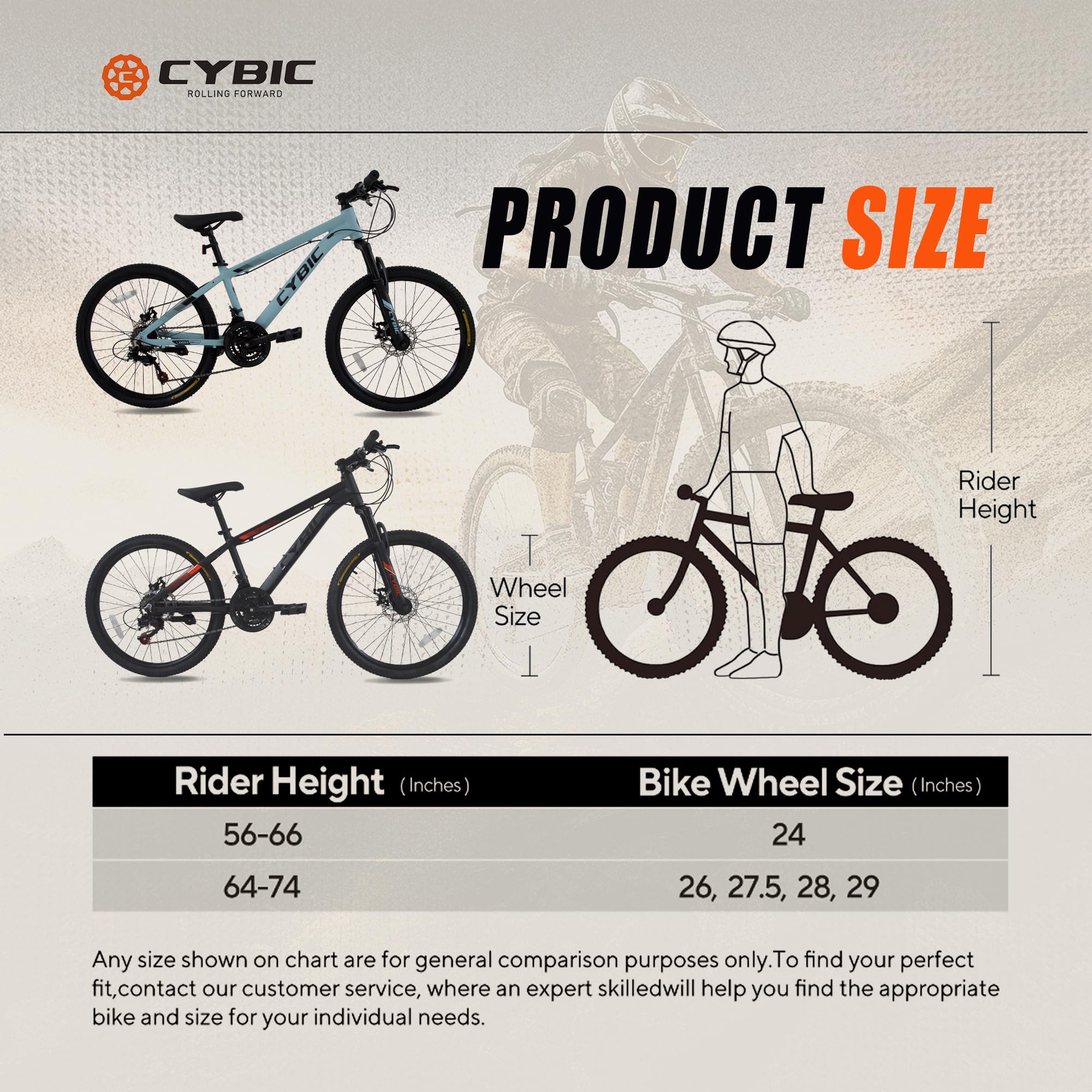 24/26 Inch Mountain Bike for Adults & Youth - 21-Speed Disc Brake, Front Suspension - Men's & Women's Commuter Bike for City, Trail & Snow Riding