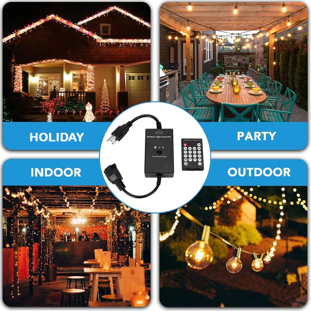 Commercial Grade Outdoor Light Controller for Patio, Yard, Holiday & Party Lights - Perfect for Christmas Decorations, Garden Lighting & Backyard Events