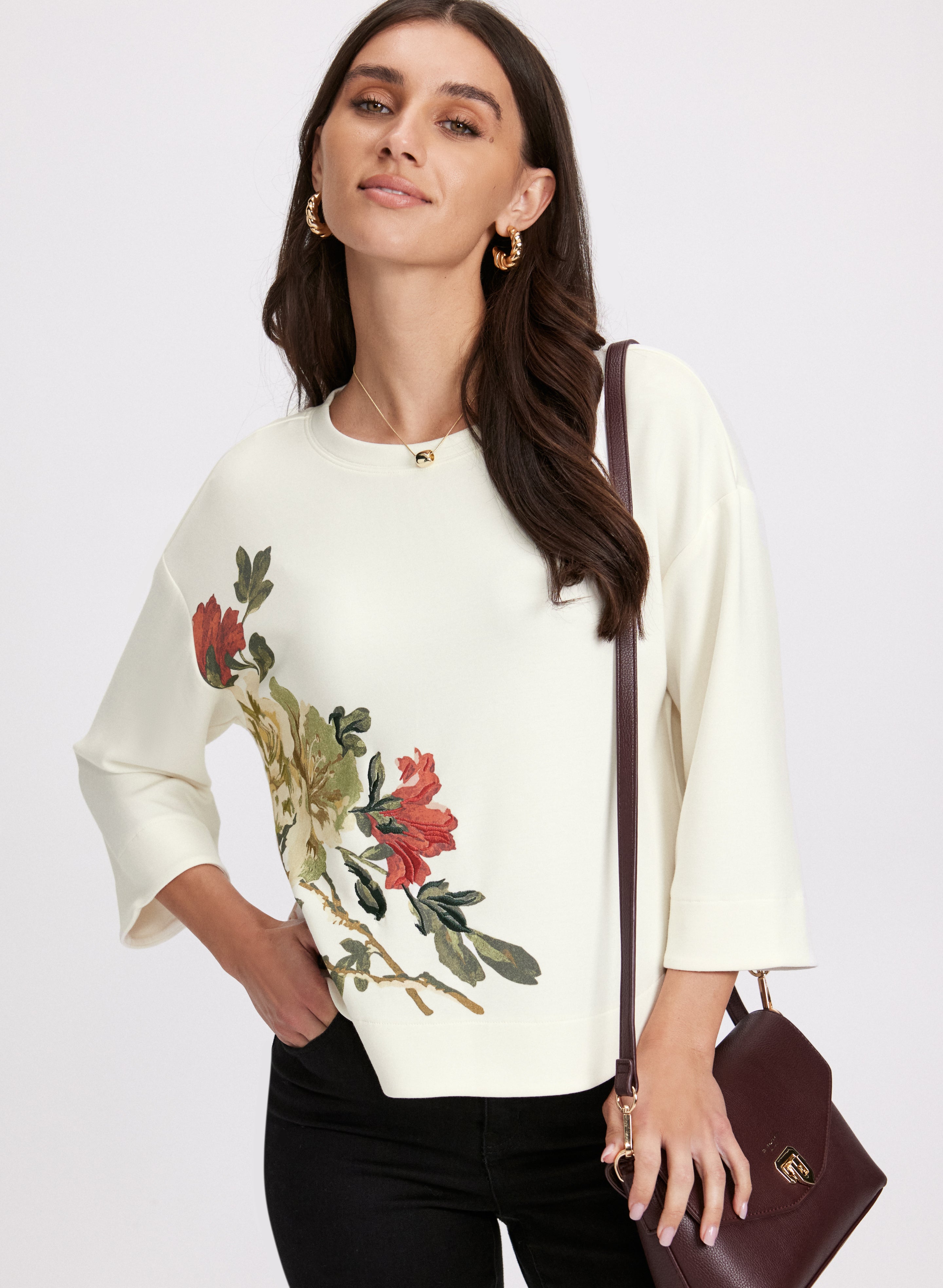 Floral Print Top for Women - Stylish Blouse with Floral Placement Design - Perfect for Casual Outings, Dates, and Summer Fashion
