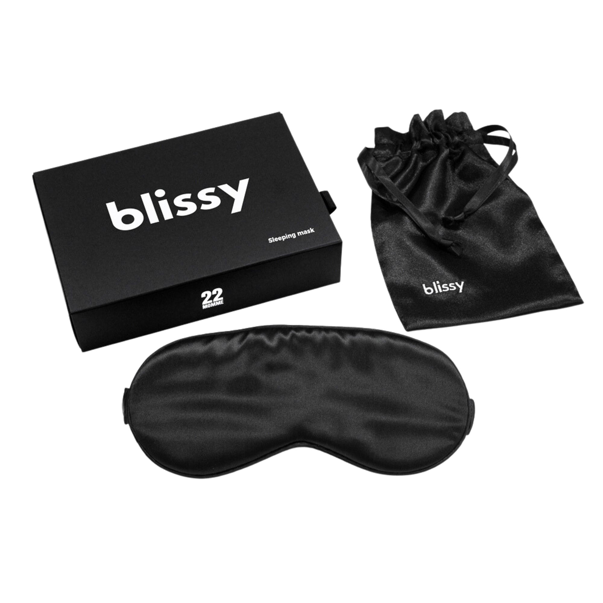 Blissy 100% Pure Mulberry Silk Sleep Mask - Black, One Size - Soft & Breathable for Better Sleep, Travel & Relaxation