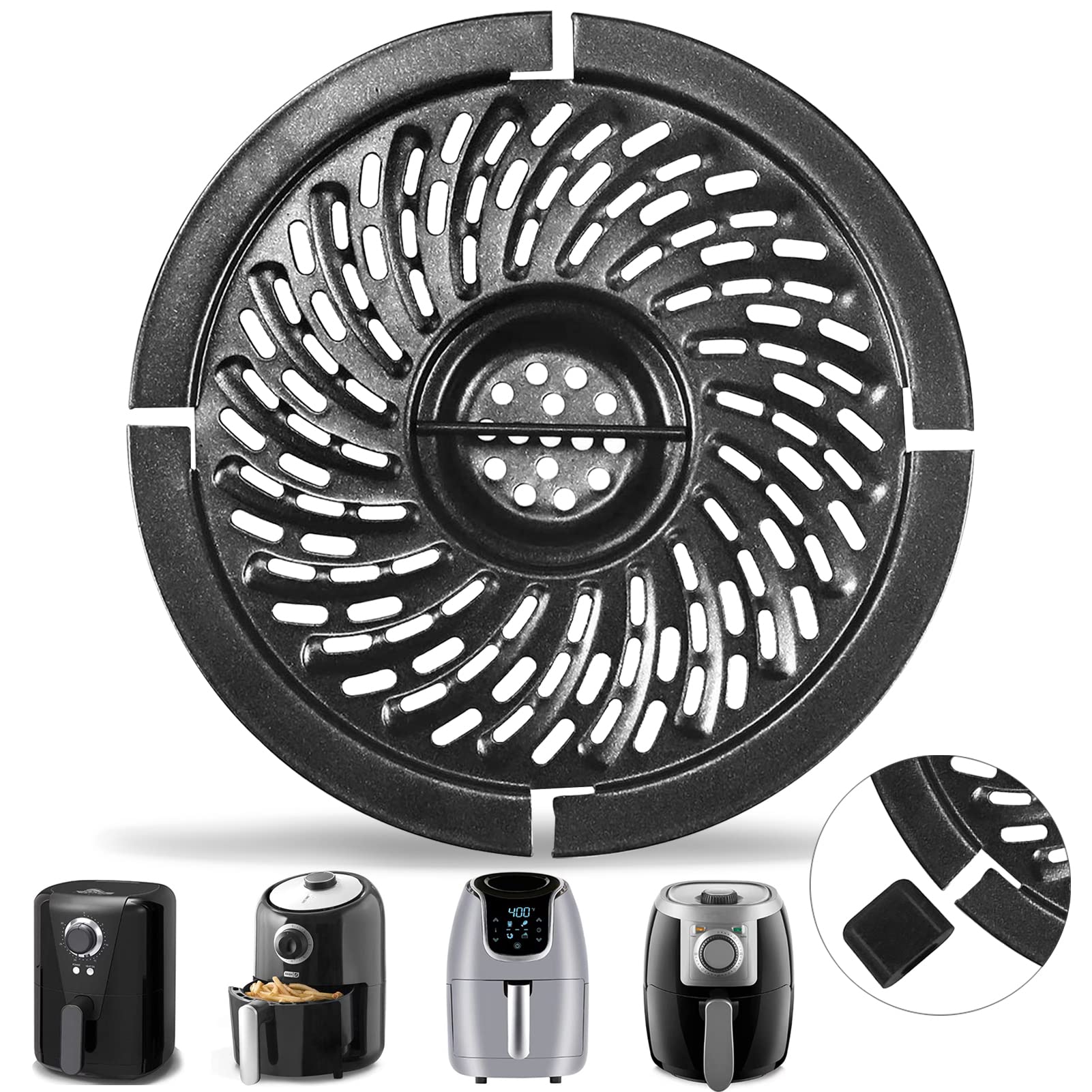 Non-Stick Air Fryer Grill Pan Replacement - 6.1 Inch Round 2 QT Crisper Plate for Chefman, Dash, PowerXL & Bella 1.6 QT Air Fryers - Dishwasher Safe Accessory for Healthy Cooking & Grilling at Home