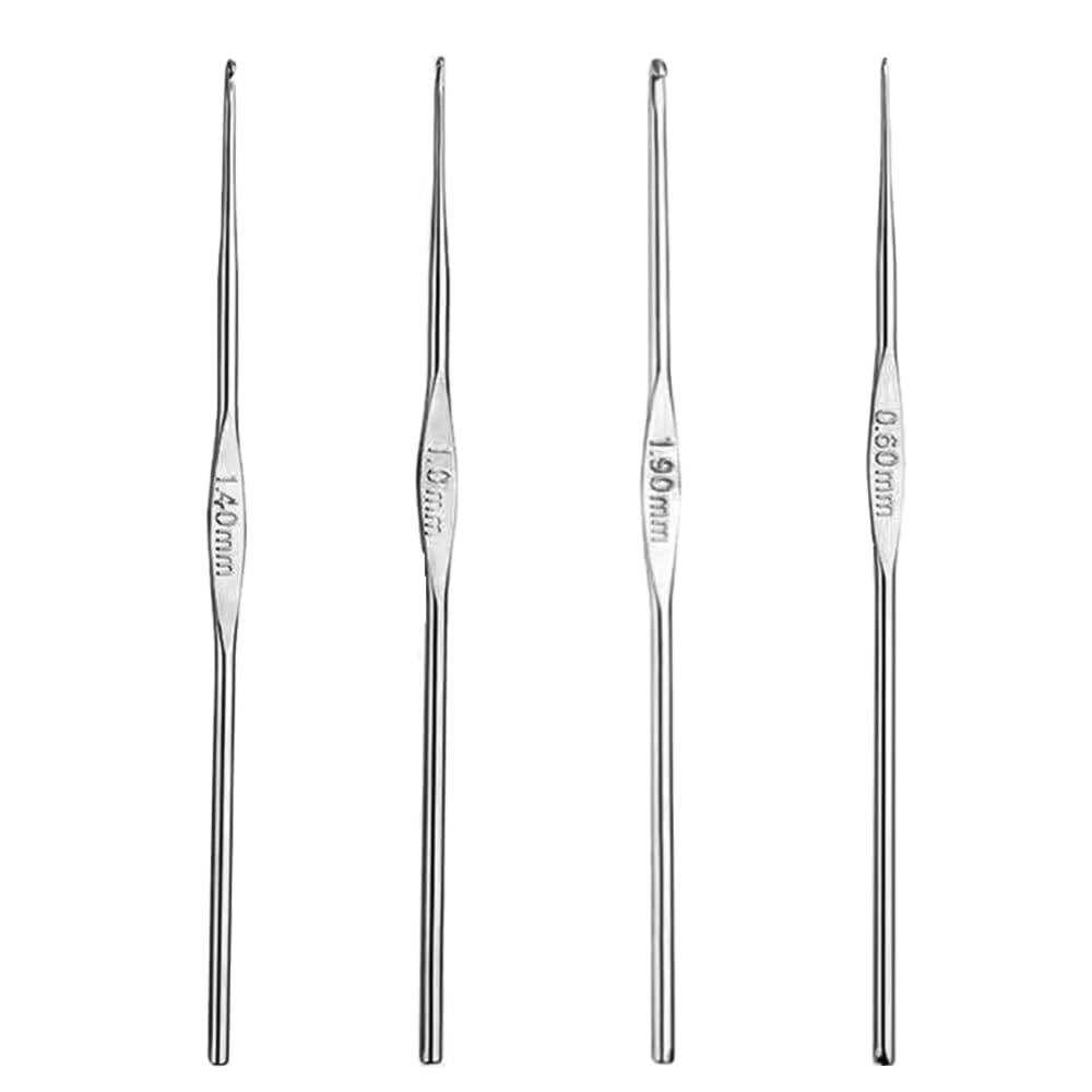 4 Pcs Stainless Steel Crochet Hooks Set - Ergonomic Knitting Needles for Beginners & Professionals | Perfect for Yarn Crafts, DIY Projects & Handmade Gifts
