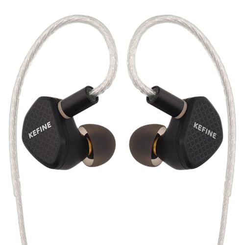 Linsoul Kefine Klean HiFi In-Ear Monitor Headphones - 10mm DLC Diaphragm Dynamic Driver, Wired Gaming Earbuds with Detachable Silver-Plated Cable & Replaceable Tuning Nozzles for Musicians & Audiophiles - Perfect for Studio Recording, Live Performances & Competitive Gaming