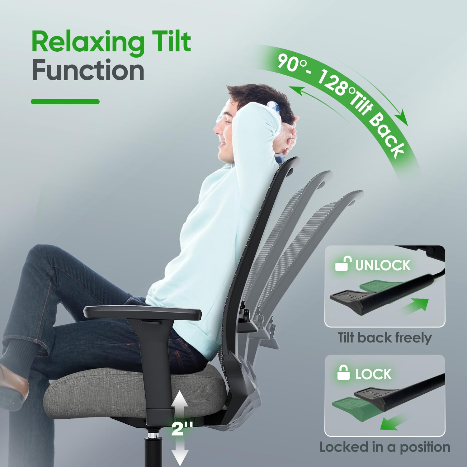 Ergonomic Office Chair with Adjustable Lumbar Support & 3D Armrests - Breathable Mesh Computer Desk Chair with Tilt Function, Wide Seat & Swivel Base - Perfect Executive Task Chair for Home Office, Gaming & Corporate Workspaces