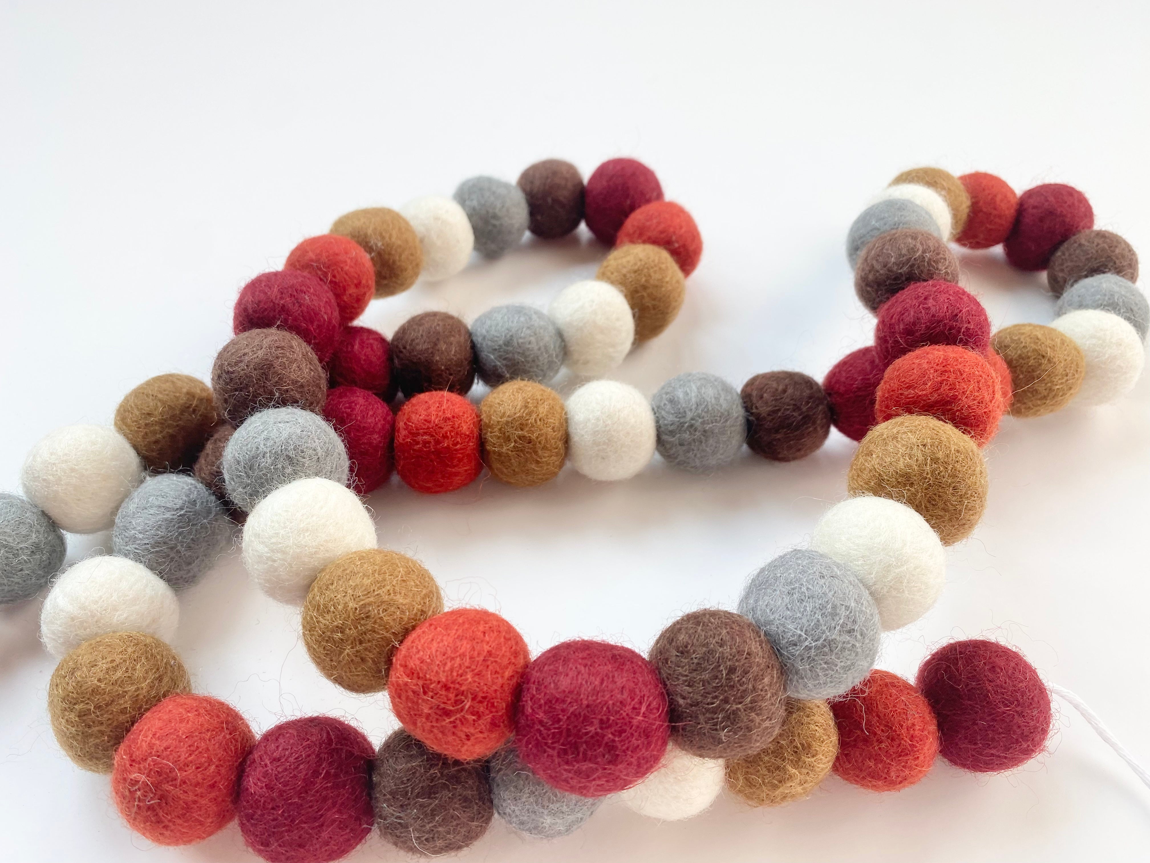 Festive Christmas Sweater Inspired Felt Ball Garland - Holiday Home Decor for Tree, Mantel & Party Decoration