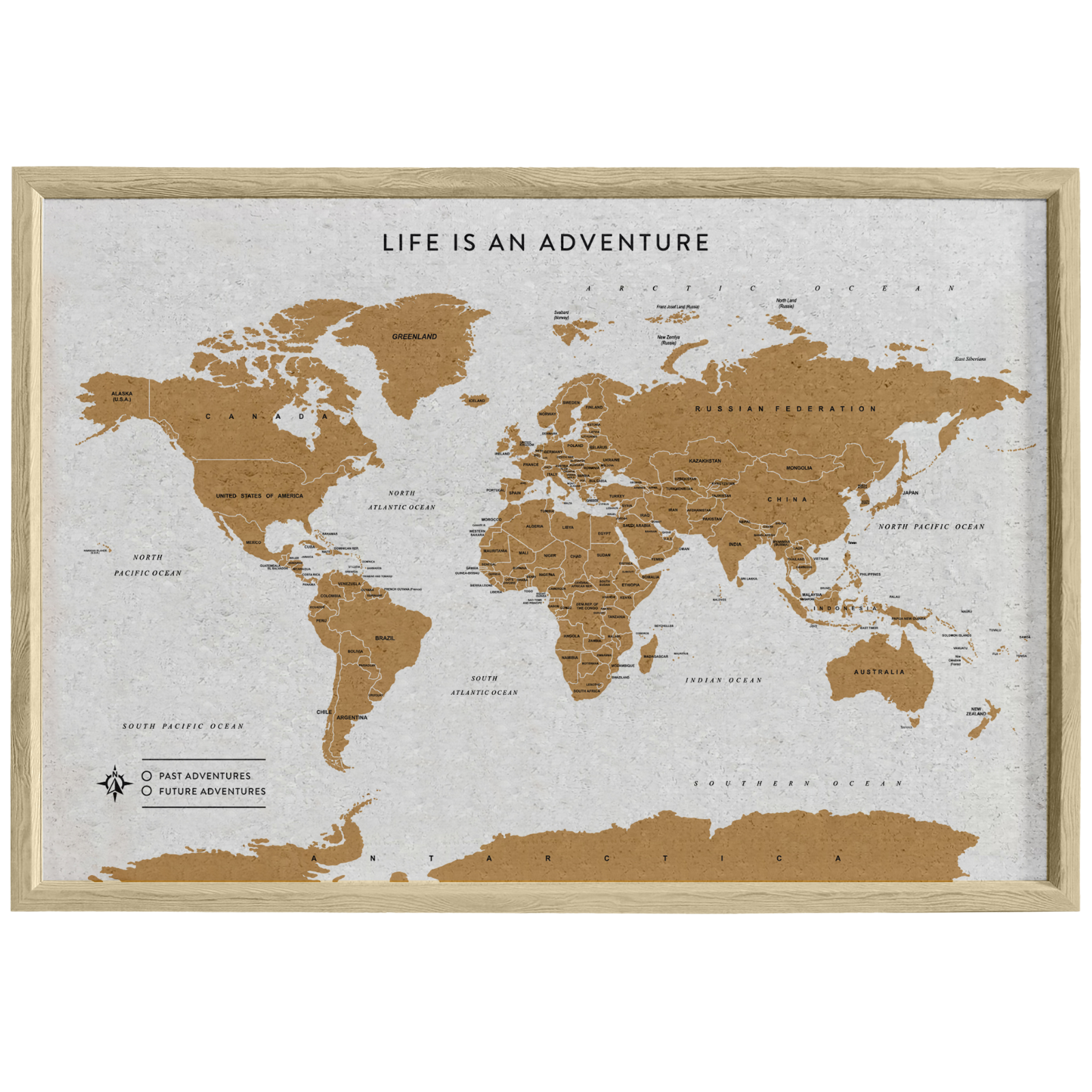 Splosh Travel Map - XL World Map for Desk in White | Perfect for Home Office, Dorm Room & Travel Planning Decor