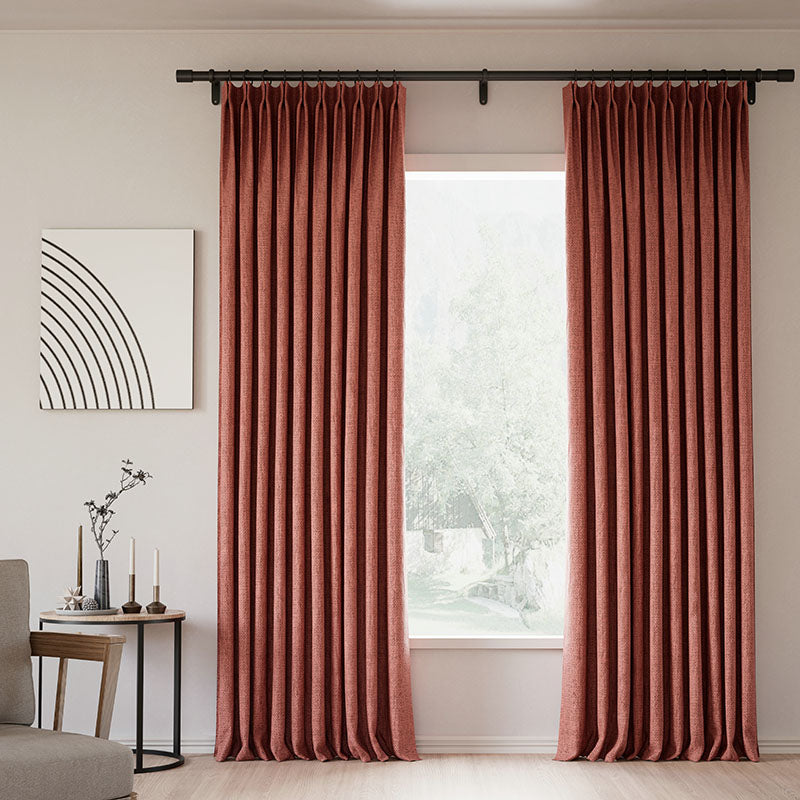 Pinch Pleated Blackout Curtains - 100% Linen Thermal Insulated Drapes for Bedroom & Living Room - Ivory White Modern Custom Window Treatments for Light Blocking & Privacy