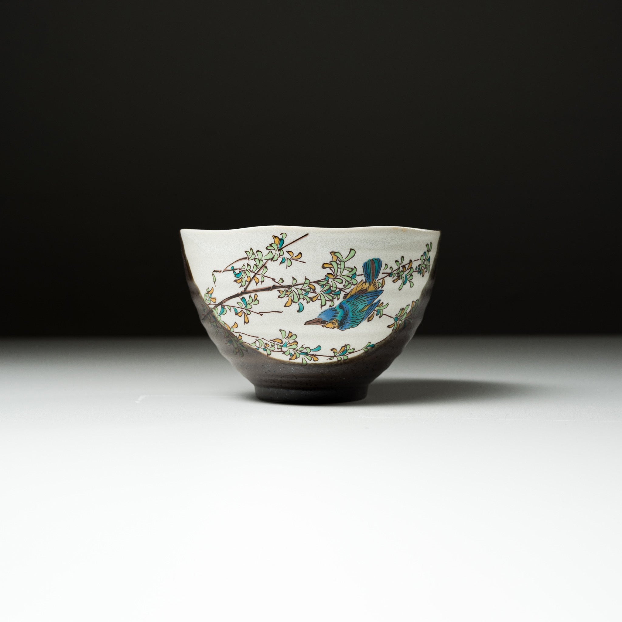 Authentic Japanese Kutani Ware Large Rice Bowl - Lucky Blue Bird Design | Handcrafted Ceramic Bowl for Sushi, Rice & Noodles | Perfect for Asian Dining & Home Decor
