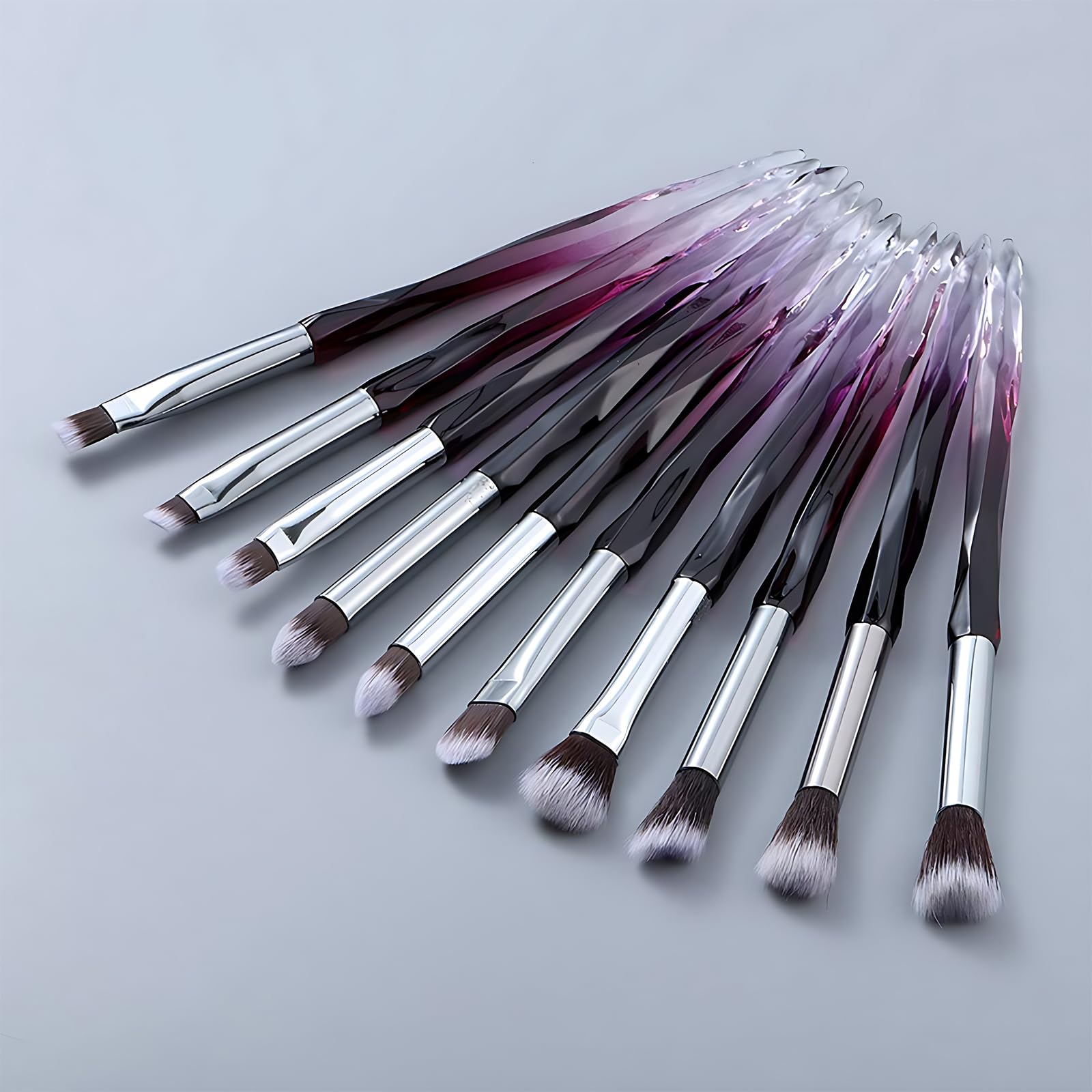 Kingtree 10PCS Professional Eyeshadow Makeup Brush Set - Premium Synthetic Bristles for Blending, Crease & Eyebrow Makeup | Crystal Handle Eye & Lip Brushes | Perfect for Daily Makeup, Travel & Professional Use
