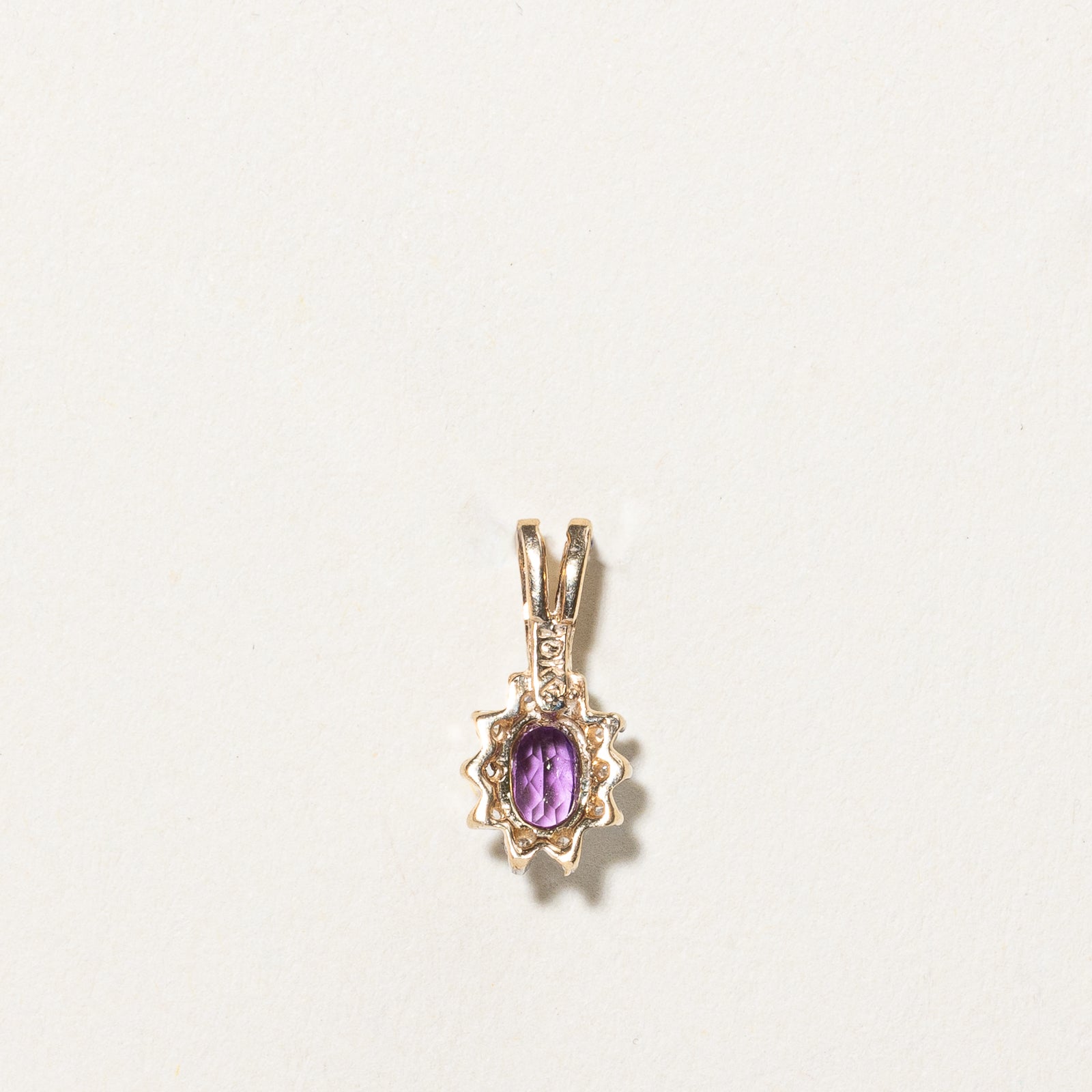 Amethyst & Diamond Halo Pendant Necklace - 0.15ct Genuine Amethyst with 0.05ctw Diamond Accents - Elegant Jewelry Gift for Women - Perfect for Weddings, Anniversaries & Special Occasions