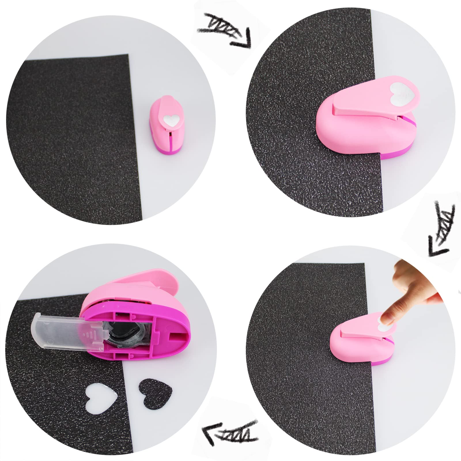 1 Inch Heart Hole Punch with 10 Color Craft Stickers - Paper Punch Shapes for Kids DIY Scrapbooking, Card Making & Handmade Crafts - Perfect for School Projects, Art Supplies & Creative Gift Wrapping