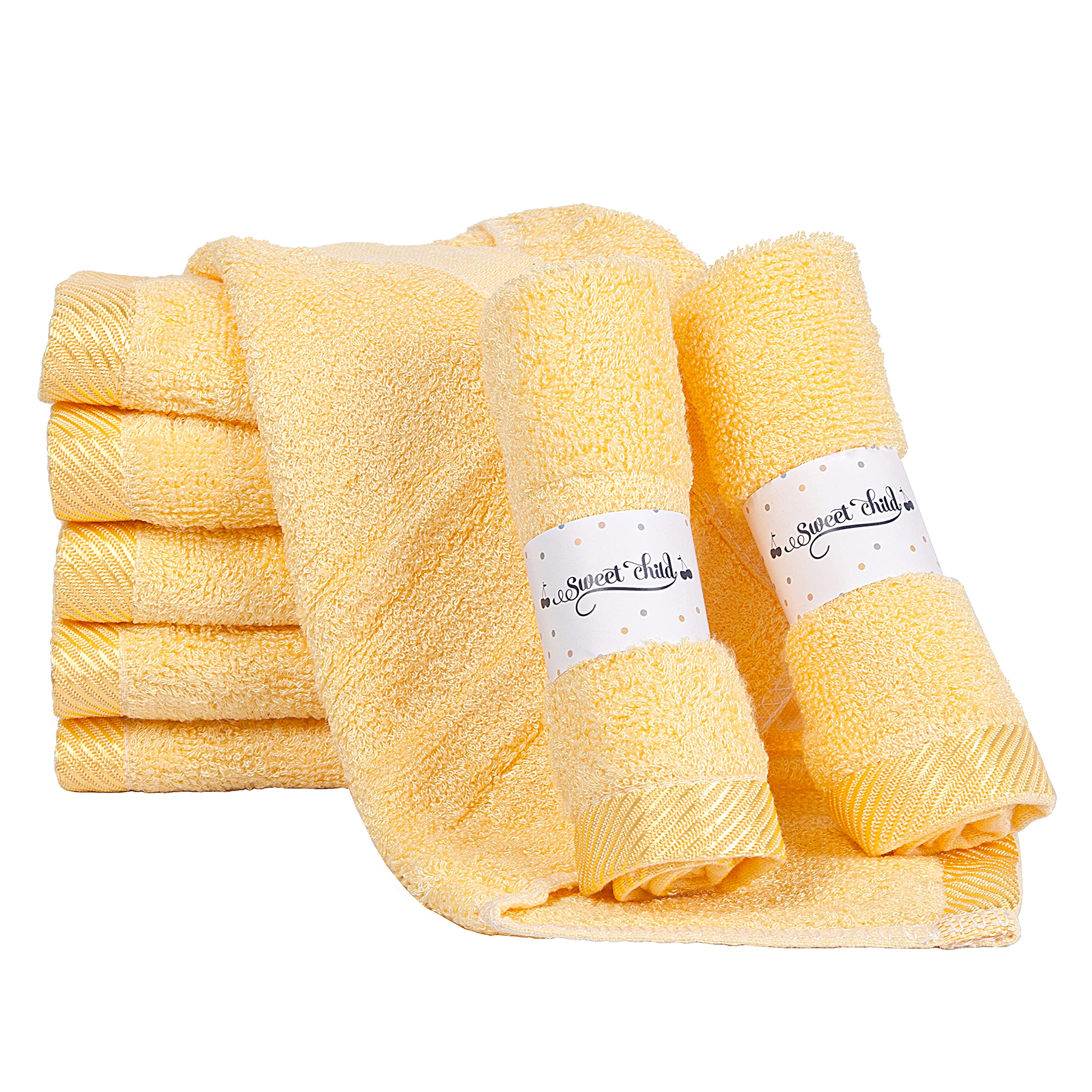 8-Pack Super Soft Rayon Baby Washcloths for Newborns, Infants & Kids - Gentle Bath Towels for Face and Body Care (Yellow) | Perfect for Bath Time, Diaper Changes & Sensitive Skin Care