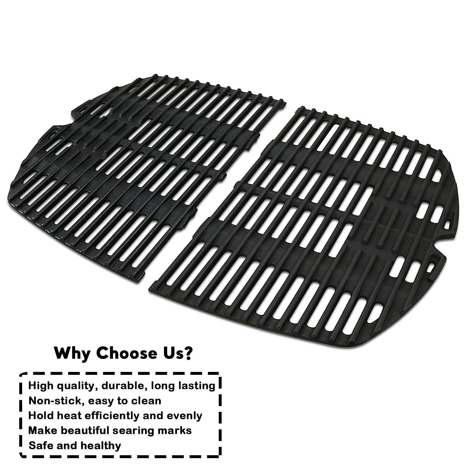 Uniflasy 7645 Cast Iron Cooking Grates & 6559 Griddle for Weber Q200 Q220 Q2000 Series Gas Grills - Durable Replacement Grill Parts for Outdoor BBQ, Camping, and Backyard Cooking