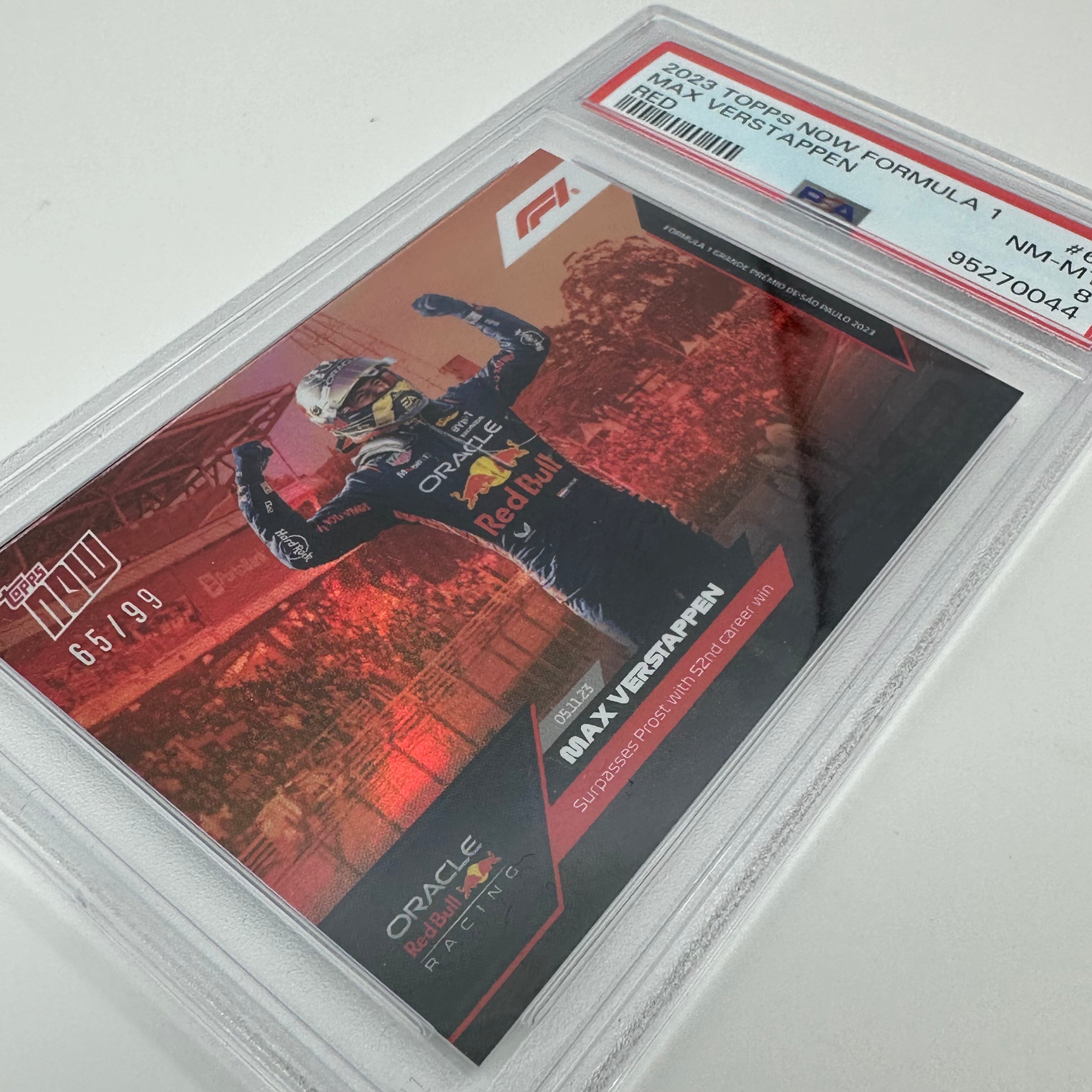 PSA 8 65/99 Max Verstappen #65 Red 2023 Topps Now F1 Racing Card - Perfect for F1 Collectors, Sports Memorabilia Displays & Racing Enthusiasts
