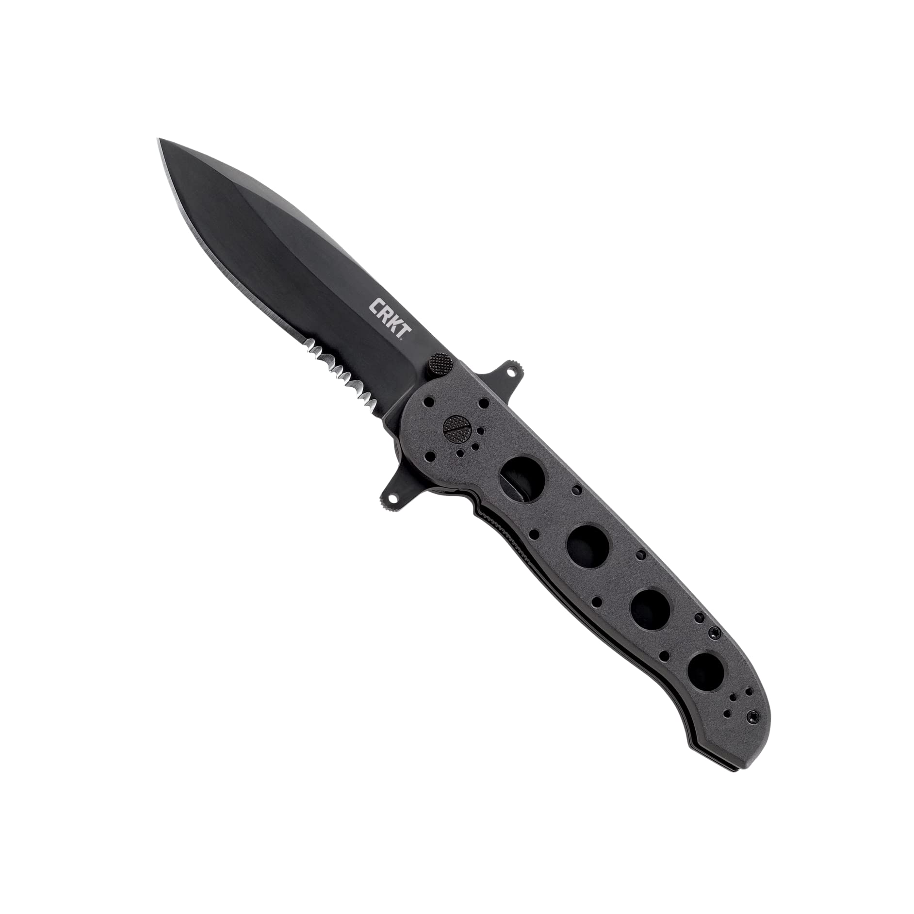CRKT M21-14SF Tactical Folding Knife - Black Serrated EDC Pocket Knife with Veff Serrations | Automated Liner Lock Safety, Aluminum Handle & Pocket Clip | Perfect for Outdoor Survival, Camping & Everyday Carry (EDC)