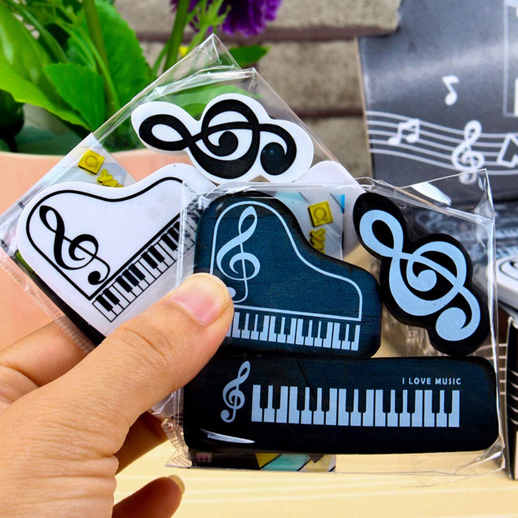 3-Piece Musical Piano Notes Rubber Pencil Eraser Set - Fun School & Office Supplies for Students, Kids Gifts - Perfect for Homework, Art Projects & Music Lovers