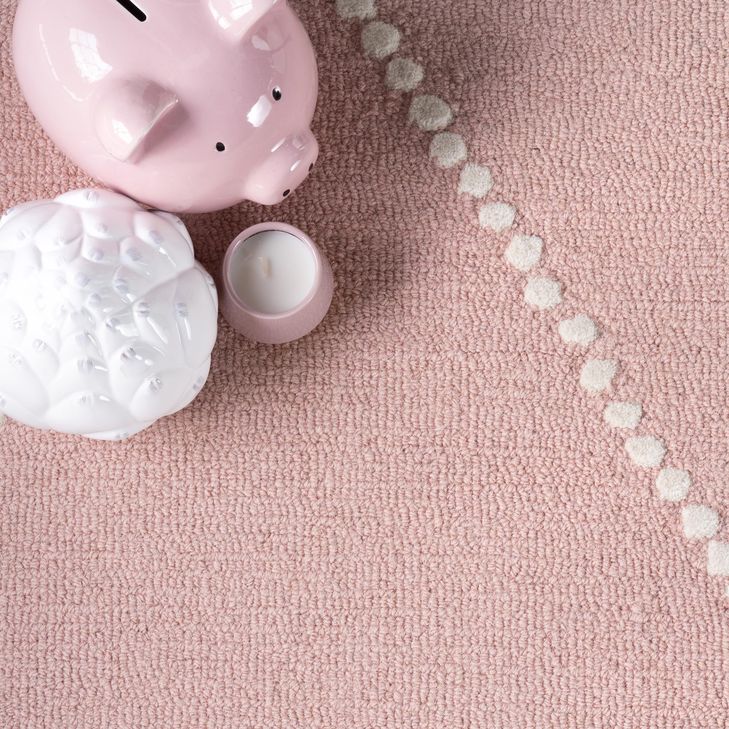 nuLOOM Hand Tufted Elvia Round Area Rug 6 Feet, Soft Baby Pink - Perfect for Nursery, Bedroom & Boho Chic Home Decor