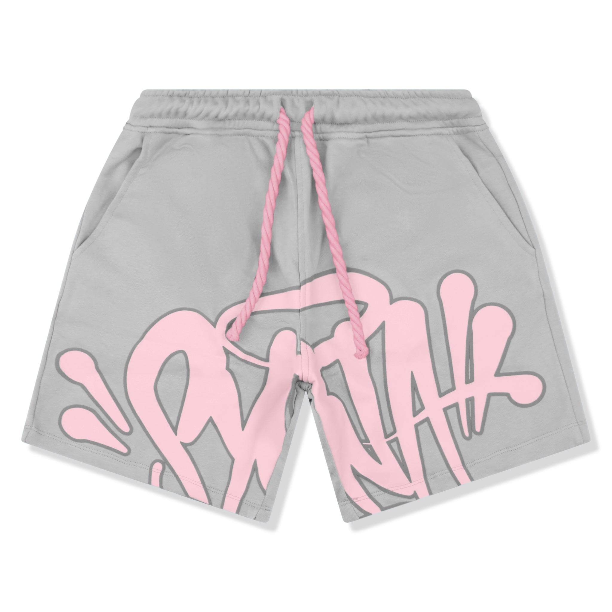 Syna World Logo Grey Pink T-Shirt & Shorts Set - Trendy Streetwear Outfit for Men & Women | Perfect for Casual Wear, Gym, and Summer Fashion