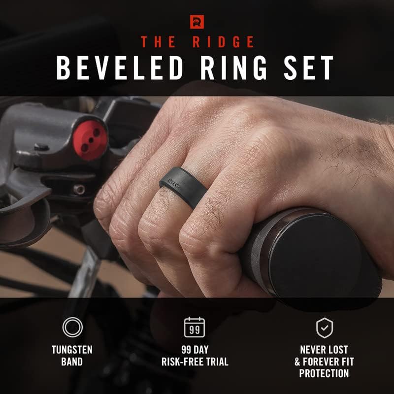 The Ridge Tungsten Rings for Men – Durable & Scratch-Resistant Wedding Band with Comfortable Silicone Inlay – Perfect for Everyday Wear, Gym, Travel & Outdoor Activities