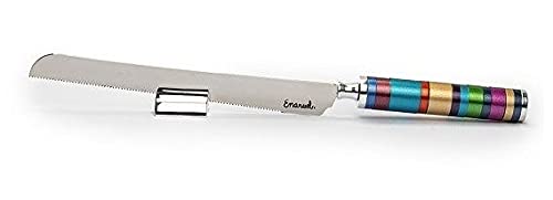 Yair Emanuel 13-Inch Serrated Bread Knife - Ultra-Sharp Challah Cutter with Colorful Metal Handle - Perfect for Slicing Bread, Cakes & Pastries - Ideal for Home Baking, Restaurants & Jewish Holidays
