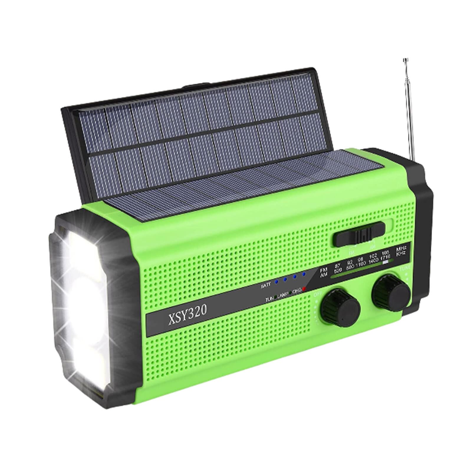 Emergency Solar Crank Radio with Hand Crank & USB Charging - Portable Weather Radio for Outdoor Camping, Hiking, Survival Kits & Power Outages (Green)
