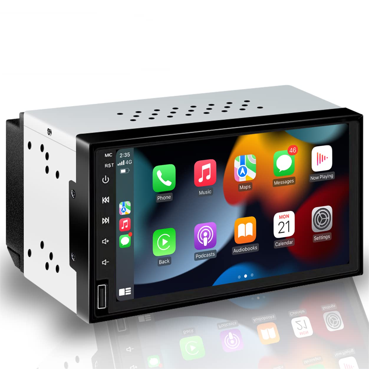 7 Inch Double Din Car Stereo with Wireless CarPlay & Android Auto - Bluetooth Car Radio Receiver with USB, WiFi, AM/FM, Subwoofer & Mirrorlink - Perfect for Upgrading Your Vehicle Audio System on Road Trips & Daily Commutes
