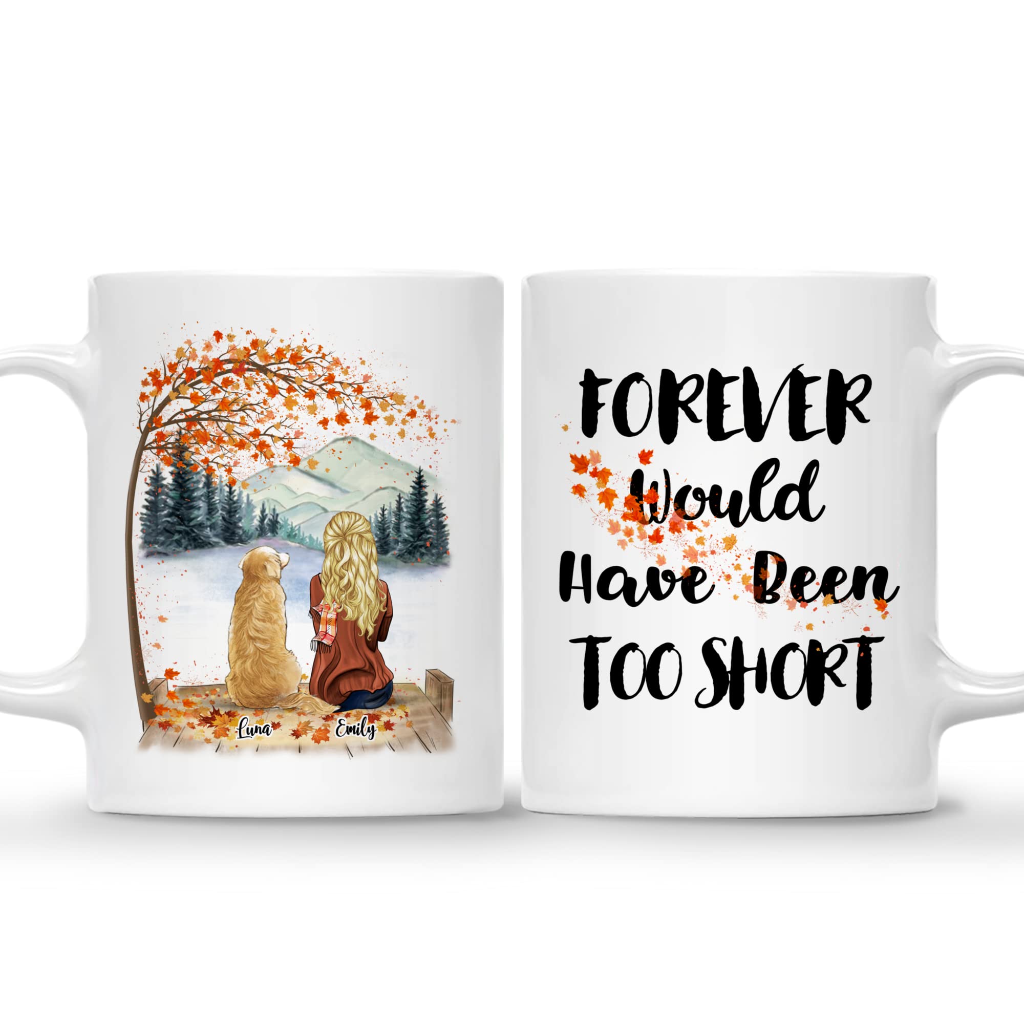 Personalized Dog Mom Coffee Mug - Custom Dog Lover Gift with Name & Dog Breed - Best Birthday, Christmas, Fall Present for Dog Owners - 'Forever Would Be Too Short' Quote - Perfect for Coffee Lovers & Pet Parents - Great for Home, Office Use & Gift Giving