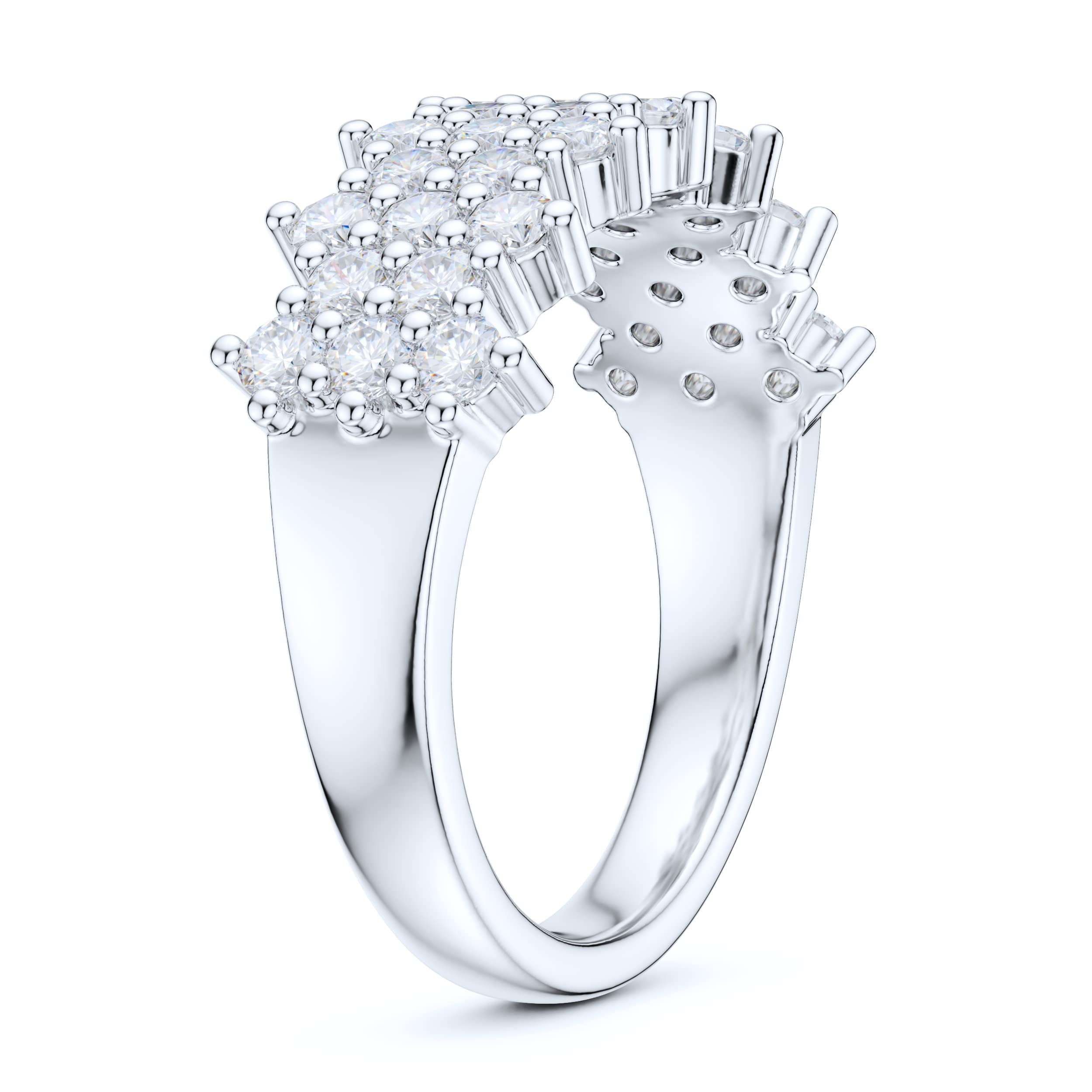 Sterling Silver Honeycomb Wedding Ring with Simulated Diamond or Genuine Moissanite - Half Eternity Band for Women, Bridal Jewelry, Anniversary Gift, Engagement Ring Alternative (Perfect for Weddings, Proposals & Special Occasions)