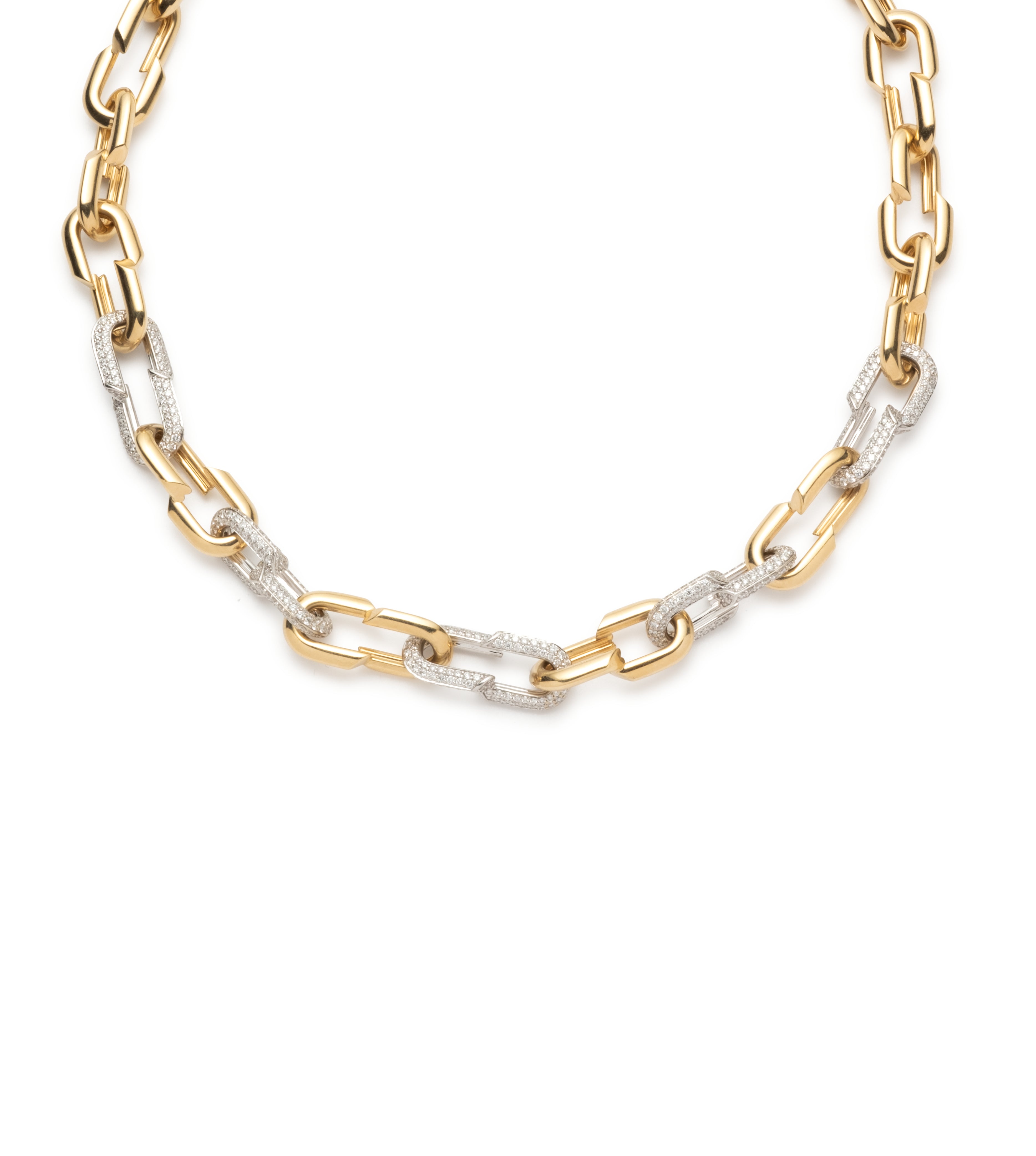 Medium Strong Hearts Five Pave Diamond Love Link Chain Necklace - Elegant Jewelry Gift for Women, Perfect for Valentine's Day, Anniversary & Romantic Occasions
