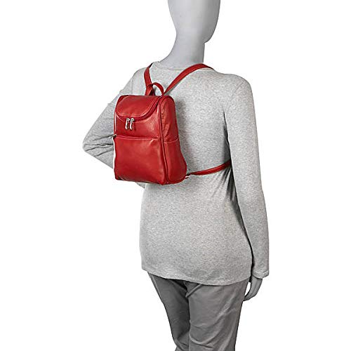 Le Donne Genuine Leather Women's Travel Backpack - Stylish & Durable On-The-Go Bag for Work, Commute & College (Red) - Perfect for Business Trips, Daily Use & School Essentials