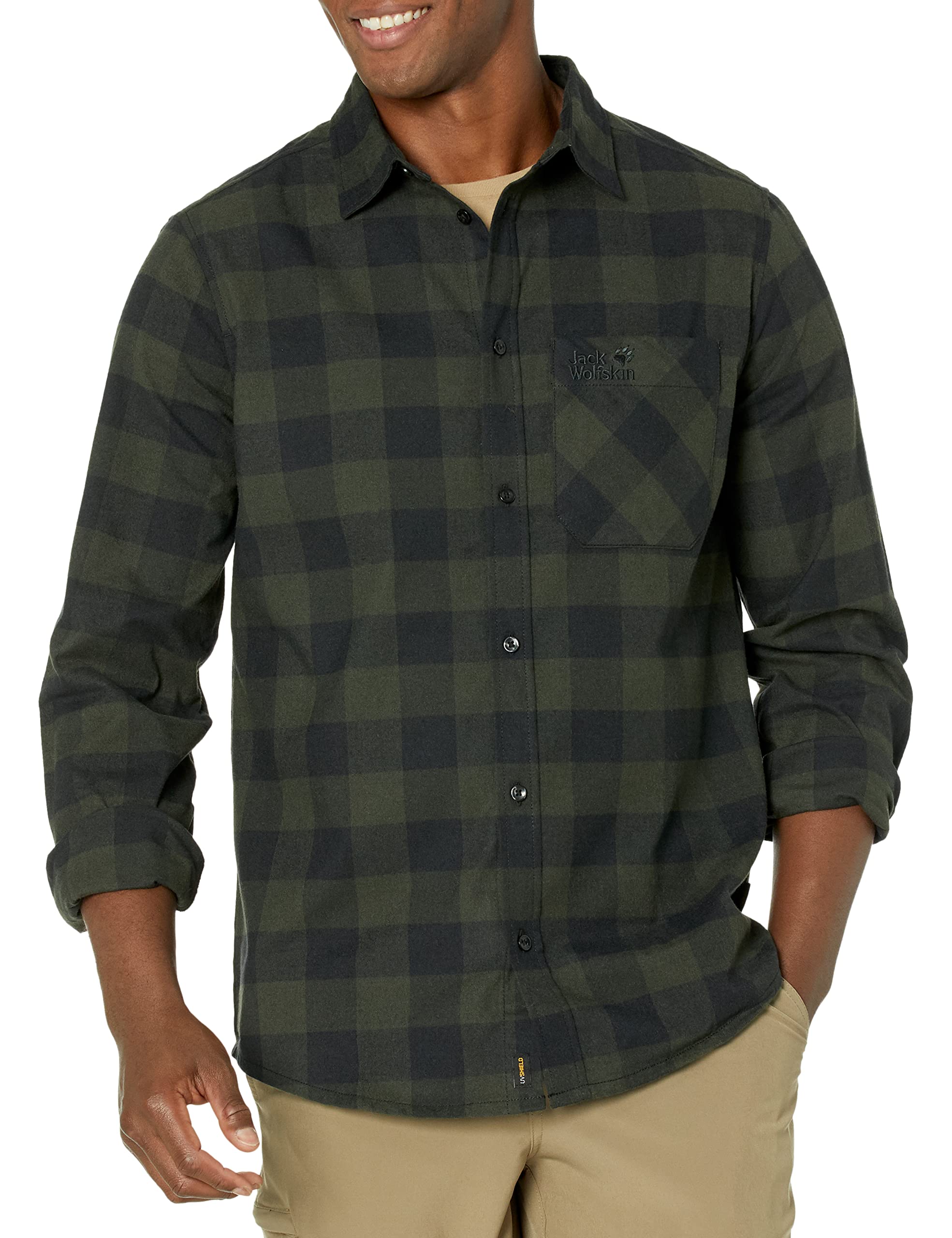 Jack Wolfskin Red River Shirt - Men's Lightweight Outdoor Hiking & Camping Button-Up Shirt with UPF Protection - Perfect for Adventure Travel, Backpacking & Casual Wear
