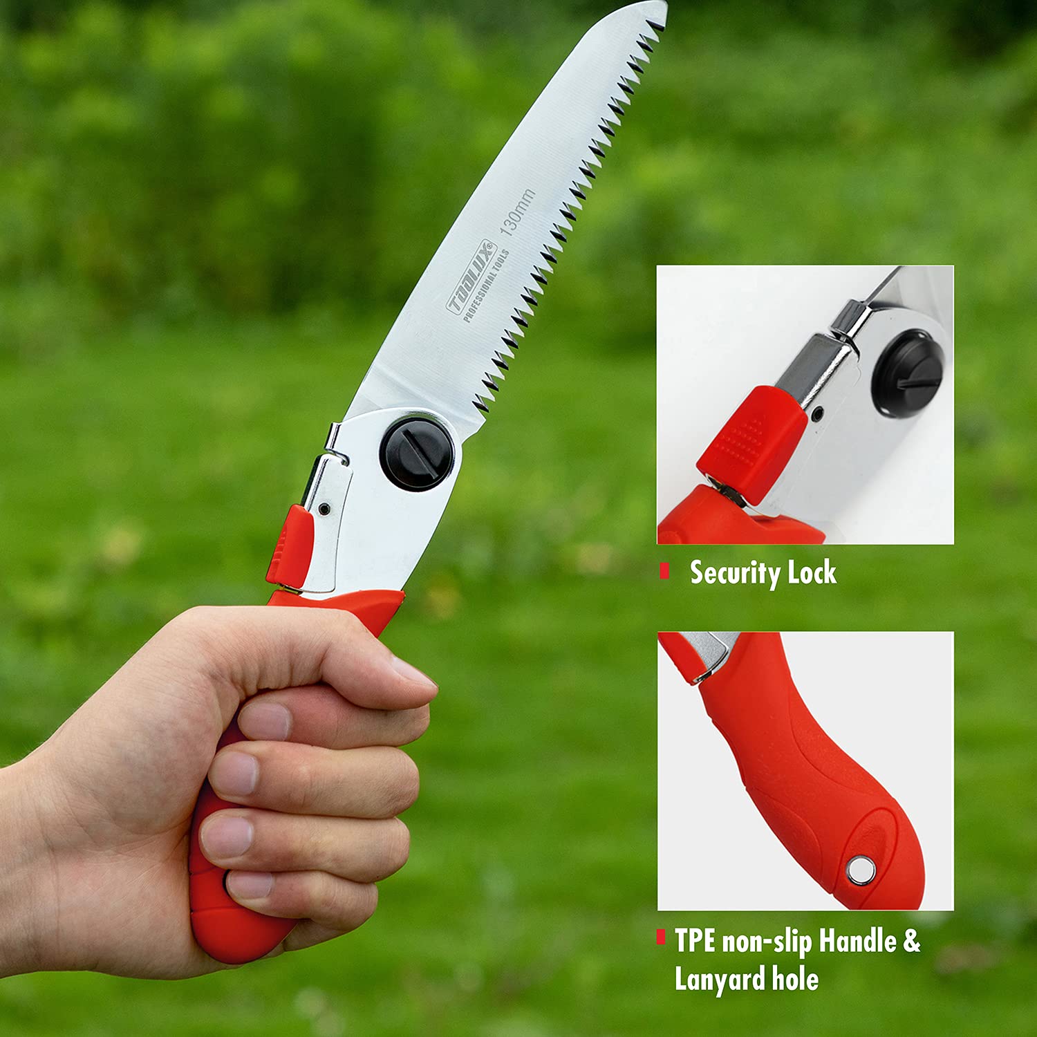 5 Inch Folding Pruning Saw with Razor Teeth - Compact Hand Saw for Tree Branches, Wood Cutting, Camping & Outdoor Use - Includes Portable Carrying Case