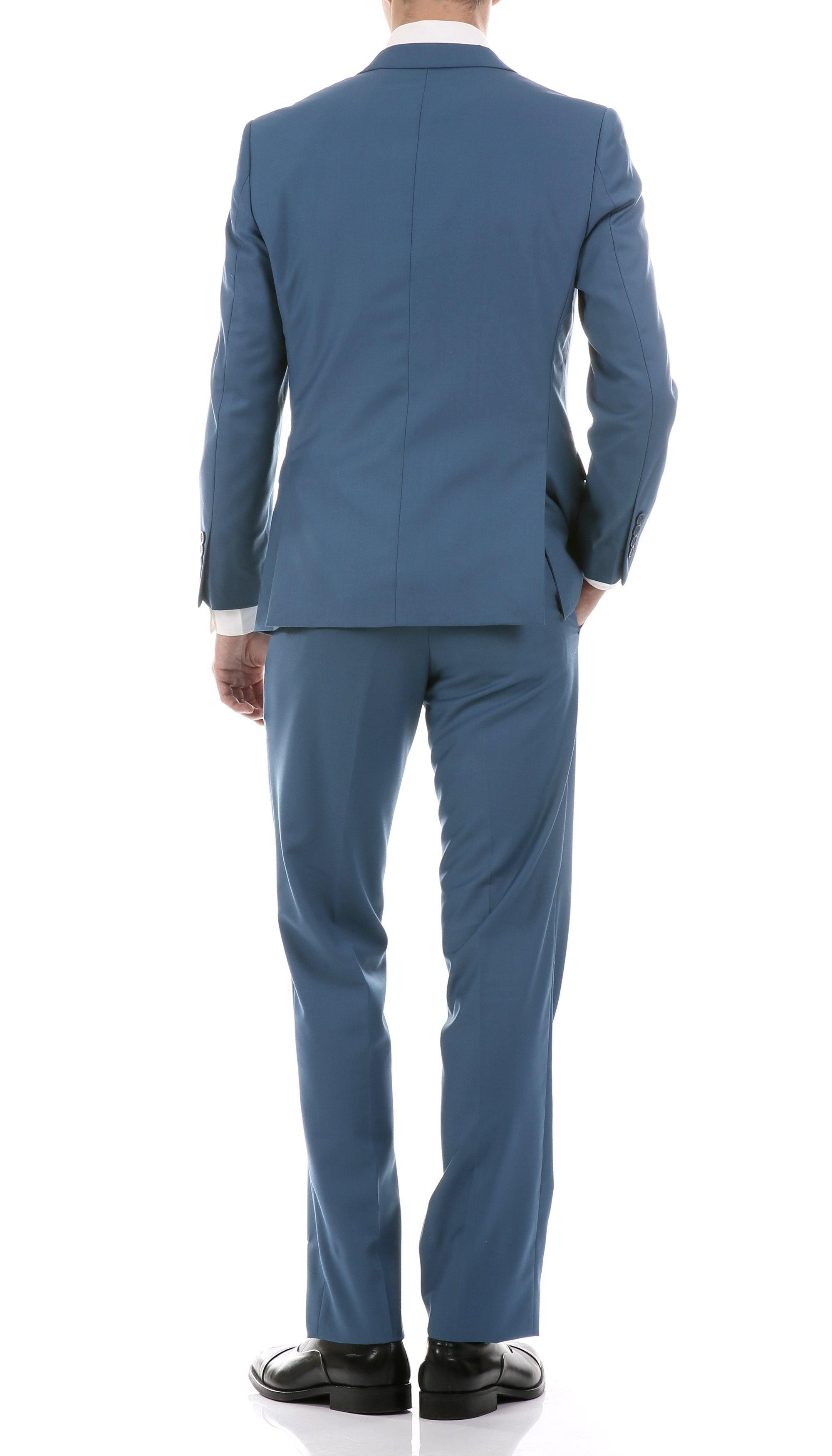 Oslo Collection Slim Fit 2-Piece Suit for Men - Teal Blue Business Formal Attire | Perfect for Weddings, Office Meetings & Special Occasions