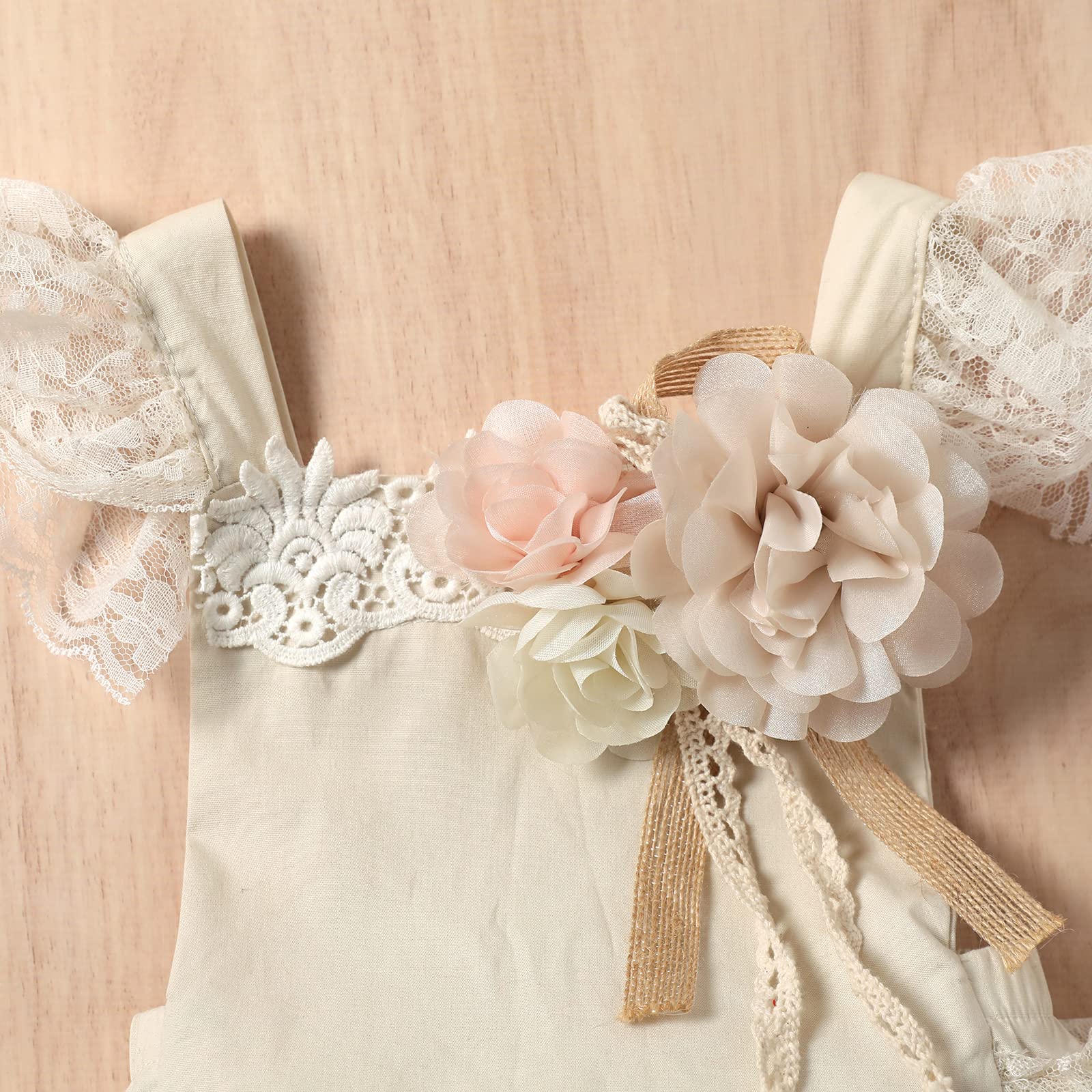 CIYCUIT Baby Girl Lace Romper - Boho Style Newborn Photography Outfits - Perfect for Baby Showers, Christenings & Photo Shoots
