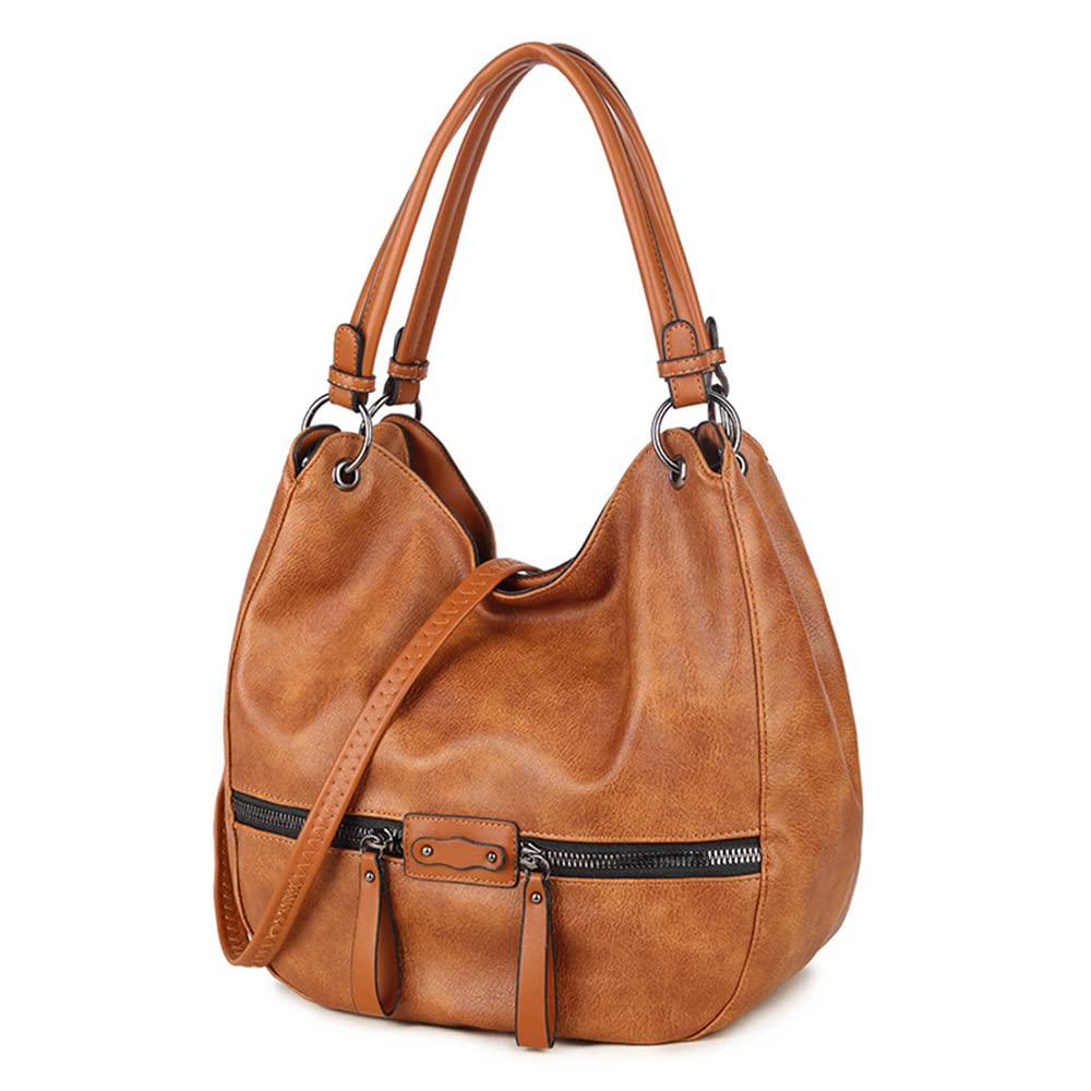 Movefad Women's Large PU Leather Hobo Shoulder Bag - Tote Handbag with Crossbody Strap, Fashionable Bucket Purse for Work, Travel & Everyday Use