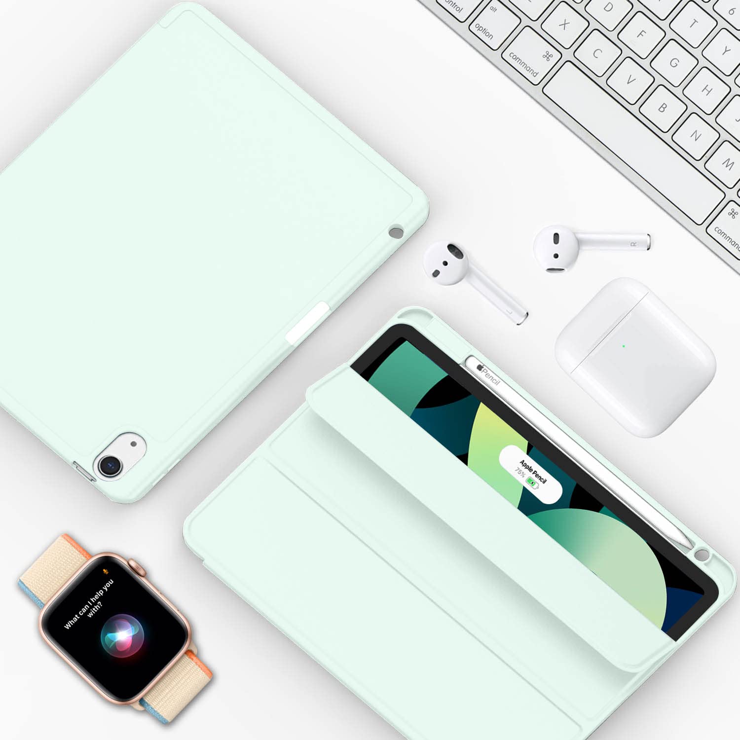 ZryXal iPad Air 11 Inch Case M3 2025 / M2 2024, Slim Protective Cover for iPad Air 5th & 4th Gen 10.9 Inch (2022/2020) - Supports Touch ID & Auto Wake/Sleep - Perfect for Work, School & Travel (Pale Green)