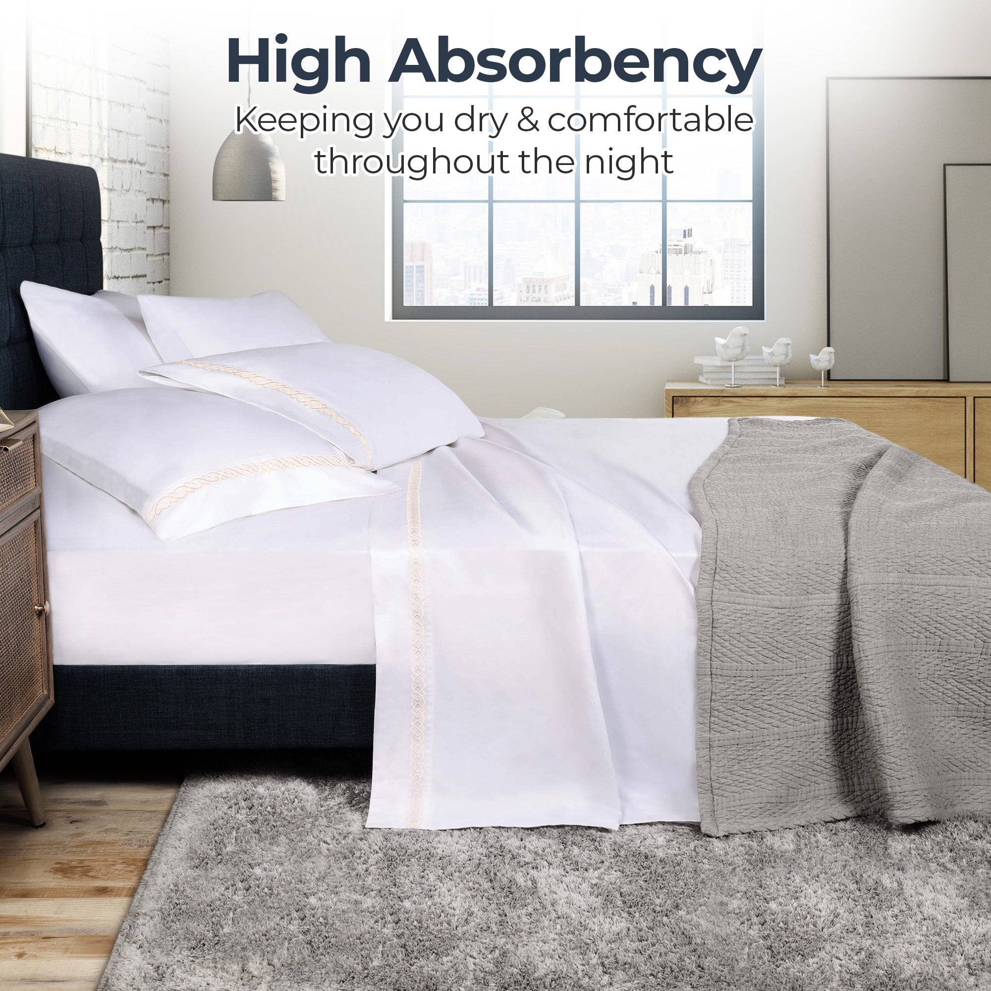 Luxury 1000 Thread Count Egyptian Cotton Bed Sheet Set - Queen Size, Soft & Breathable for Ultimate Comfort - Perfect for Master Bedroom, Guest Room & Hotel Use