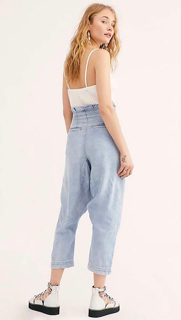 We The Free Women's High Waist Paperbag Denim Pants - Mover & Shaker Style, Blue Size 4 | Casual Chic Outfits for Work, Date Night & Weekend Wear
